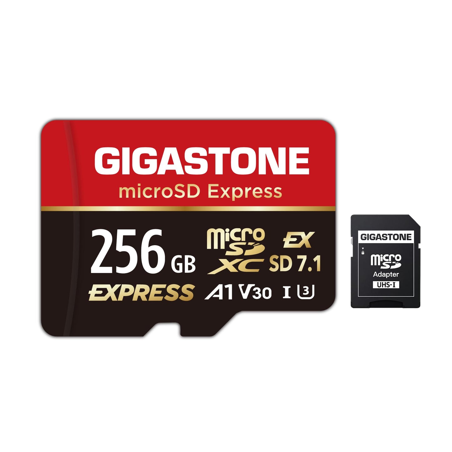 【Designed for Switch 2】 GIGASTONE 256GB microSD Express, MicroSDXC Express Memory Card SD 7.1 Speed up to R/W 880/650MB/s Compatible with Switch 2, Professional Camera, A1 V30 U3, with SD Adapter