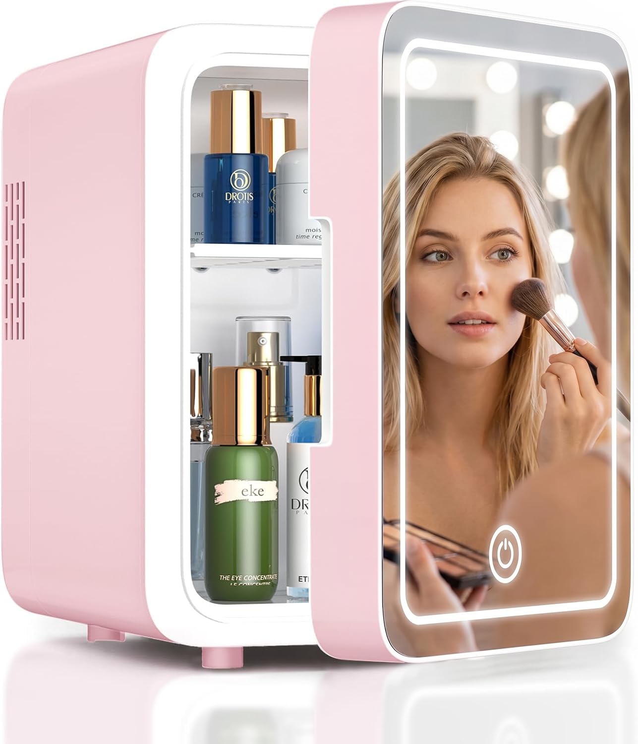 CUTIEWORLD Skincare Mini Fridge for Bedroom, Pastel Pink
