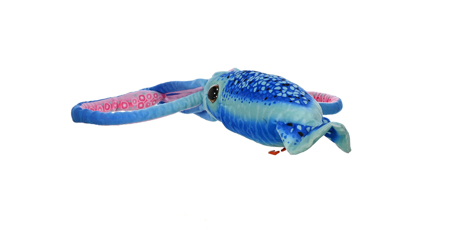Wild Republic Wr Print Squid Plush, Stuffed Animal, Plush Toy, Gifts for Kids, Blue, 22"