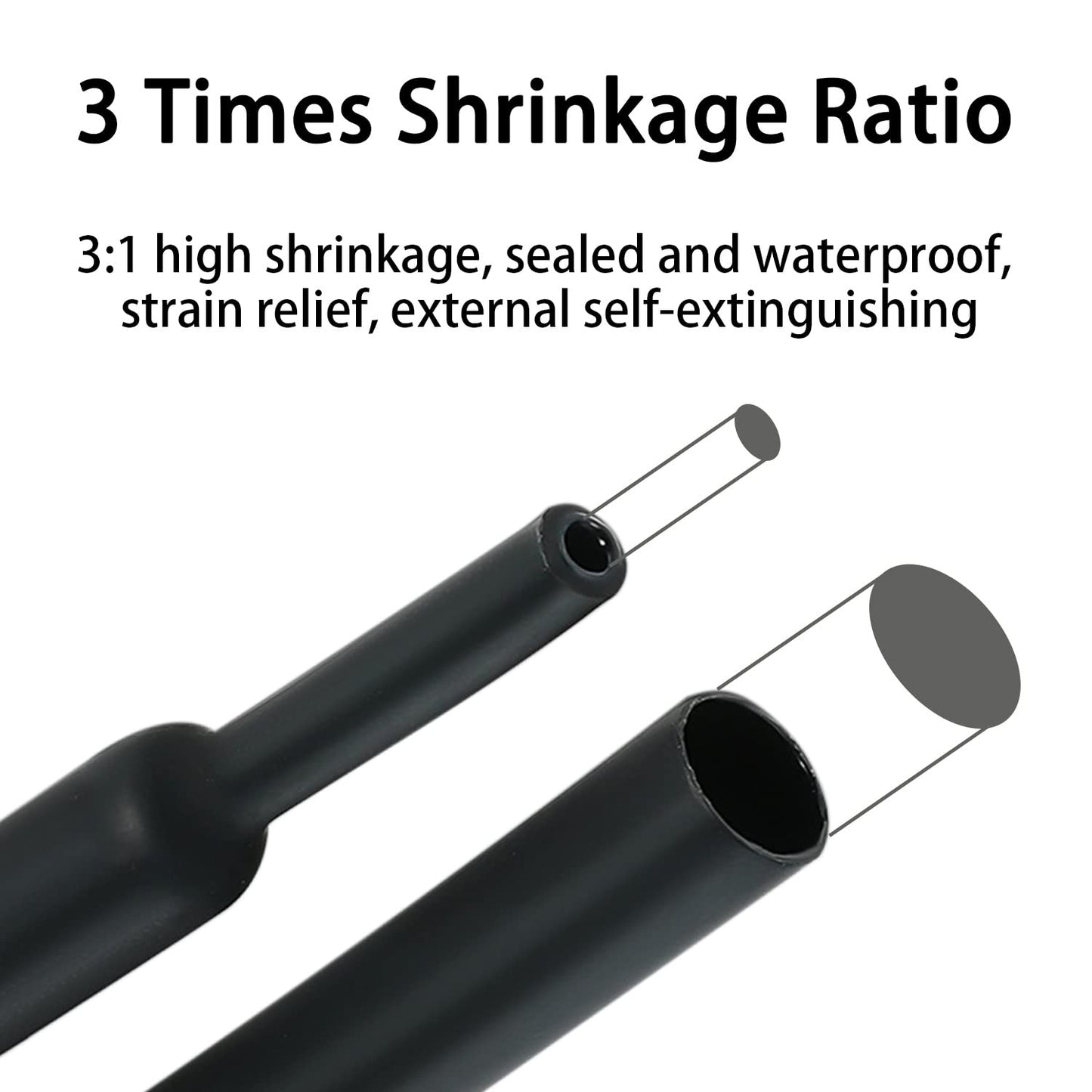 ALEKOR 3:1 Ratio Heat Shrink Tubing Roll Adhesive Lined Industrial Marine Grade Dual Wall Heat Shrink Tube Waterproof and Sealed Black (1-1/2 inches(40 mm), 30 Feet)