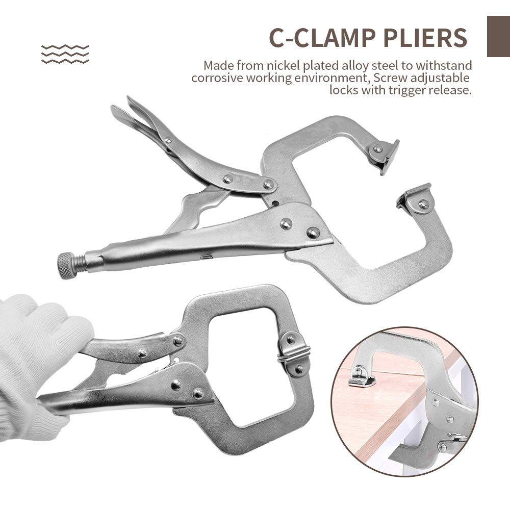 Anxingo 6 Pack 6 Inch C-Clamp Locking with Swivel Pads Heavy Duty Pliers for Craftsmen Home Workshop
