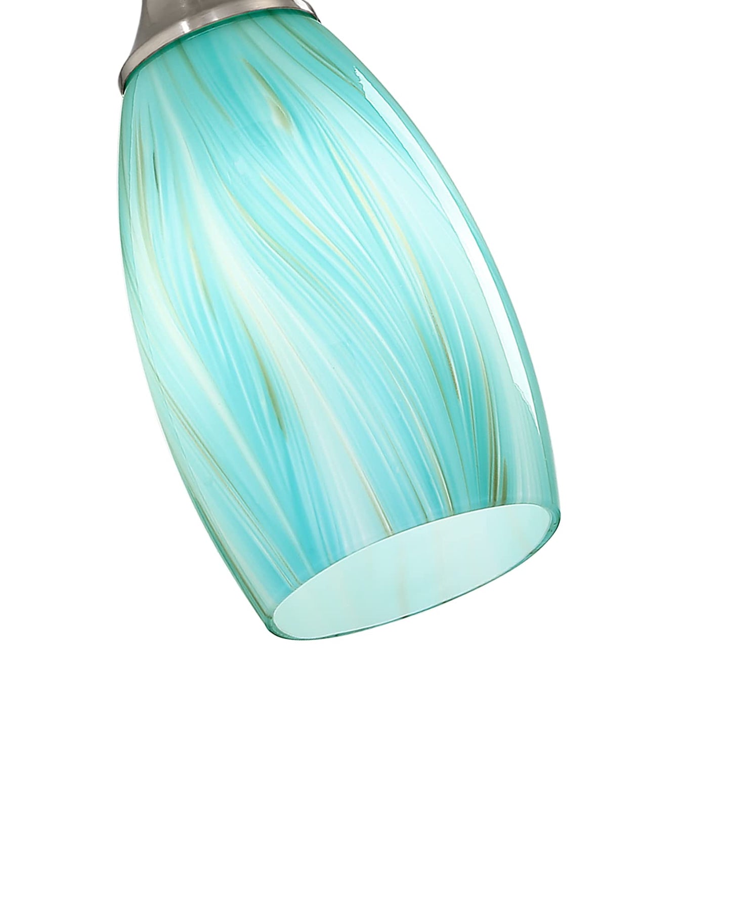 karyfine Mini Pendant Light,Handcrafted Art Glass Pendant Lighting Shade with Brushed Nickel Finished Teal Glass Ceiling Hanging lamp Adjustable Cord for Kitchen Island,Hallway,Dining Room
