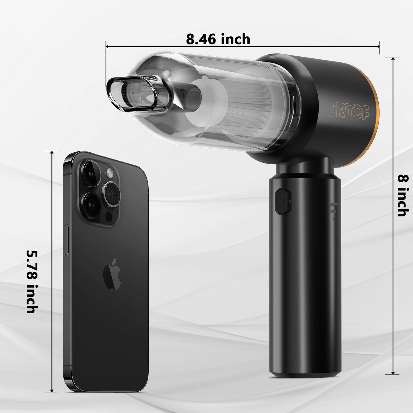 HRYCF Professional Car Vacuum Cleaner, 20000Pa Powerful Handheld Vacuum for Car Interior Cleaning, Portable Cordless Mini Vacuum with Brushless Motor & Crevice Tool for Car