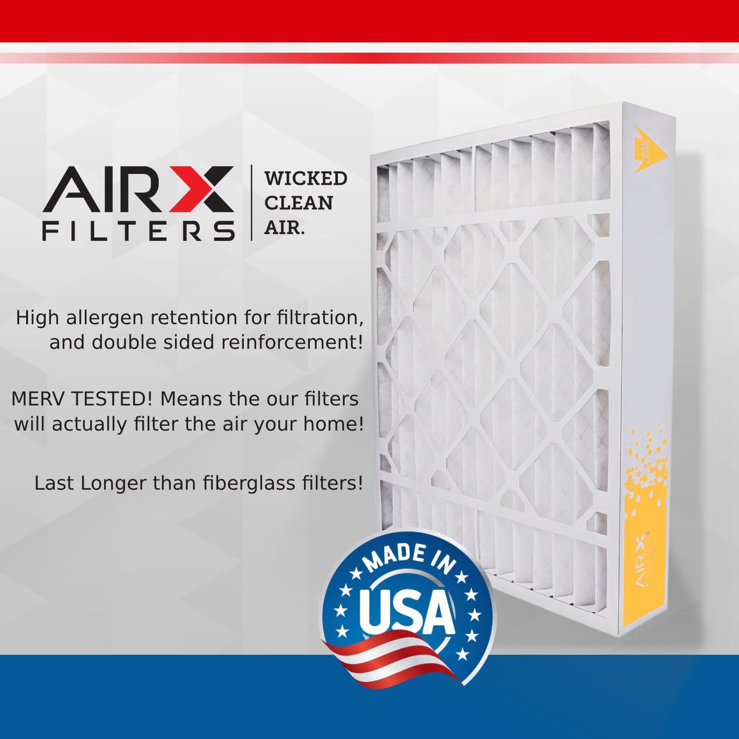AIRX FILTERS WICKED CLEAN AIR. 16x25x3 Air Filter MERV 11 Compatible with Air Bear 255649-101 Furnace Filter 3 Pack