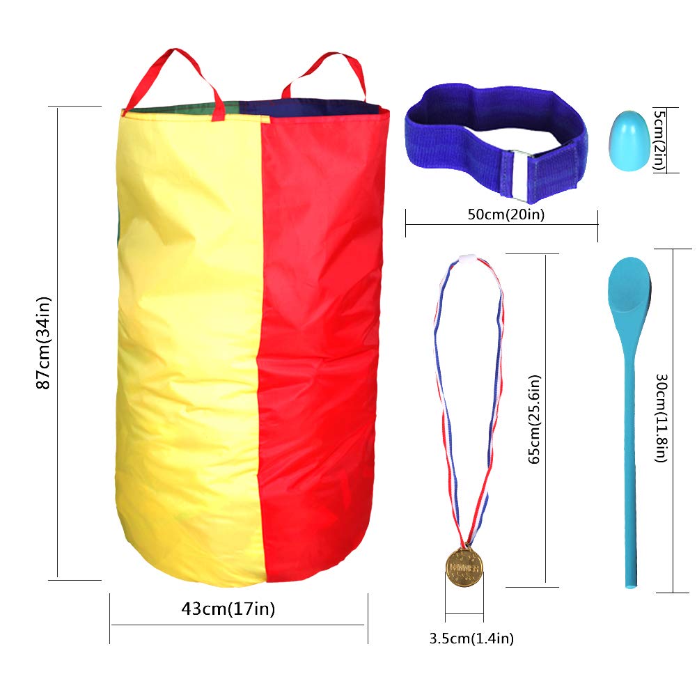 CWLAKON Outdoor Carnival Games Potato Sack Race Bags for Kids Adults, Egg and Spoon Race, 3 Legged Race Bands, Outside Backyard Lawn Yard Field Day Birthday Party Camping Picnic Family Reunion Game