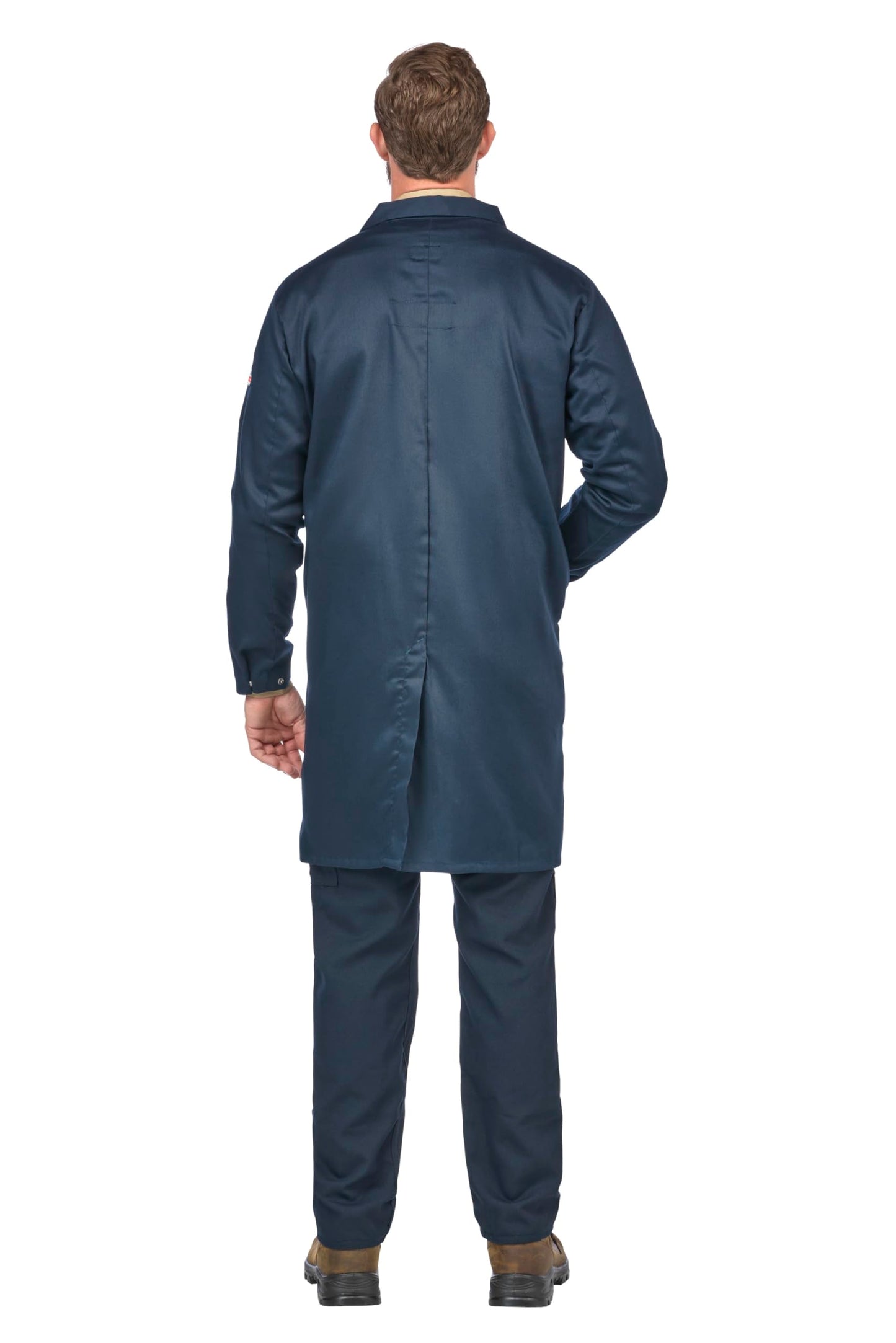Bulwark FR mens Fr Concealed Snap-front medical lab coats, Navy, X-Large US