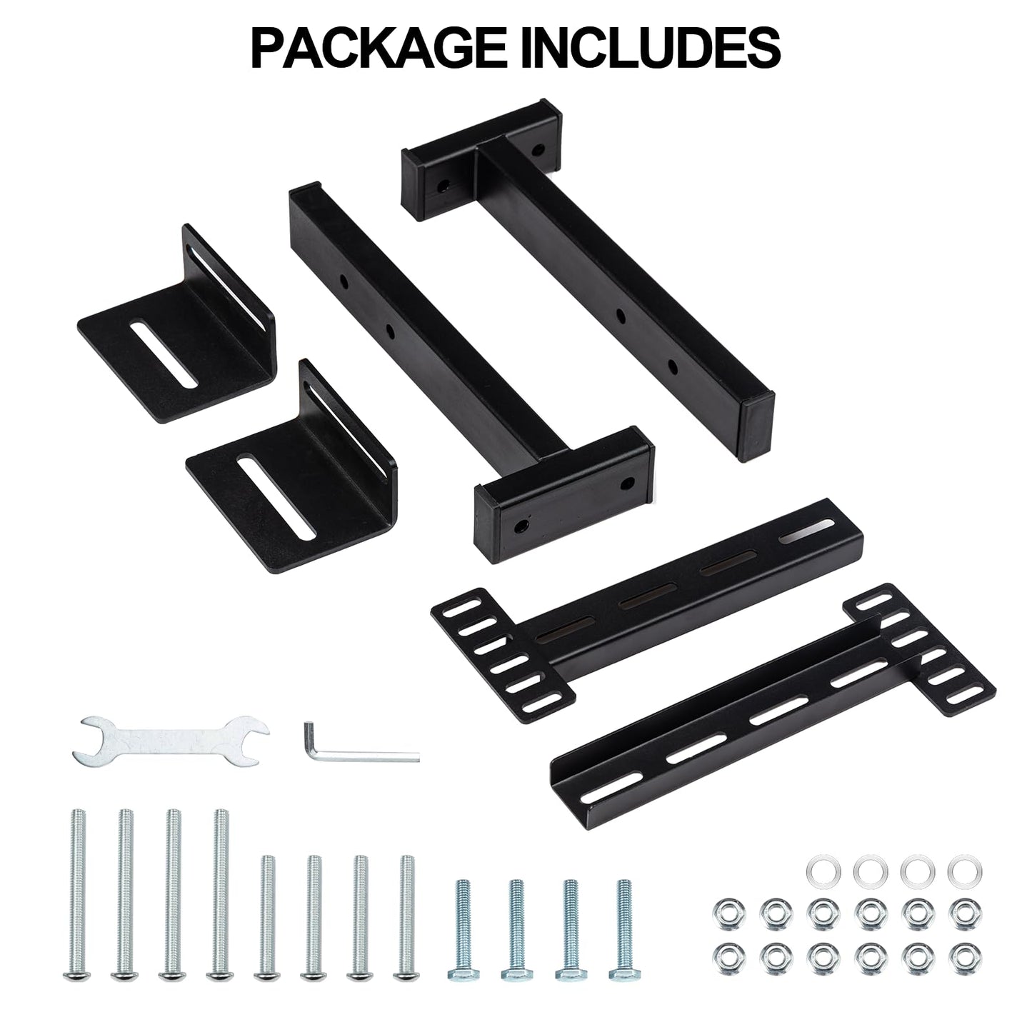 2 Pack Adjustable Headboard Brackets for Bed Base, Metal Headboard Brackets kit for Bed Frame, Black Footboard Extension Kit Compatible with Twin Full Queen King Bed