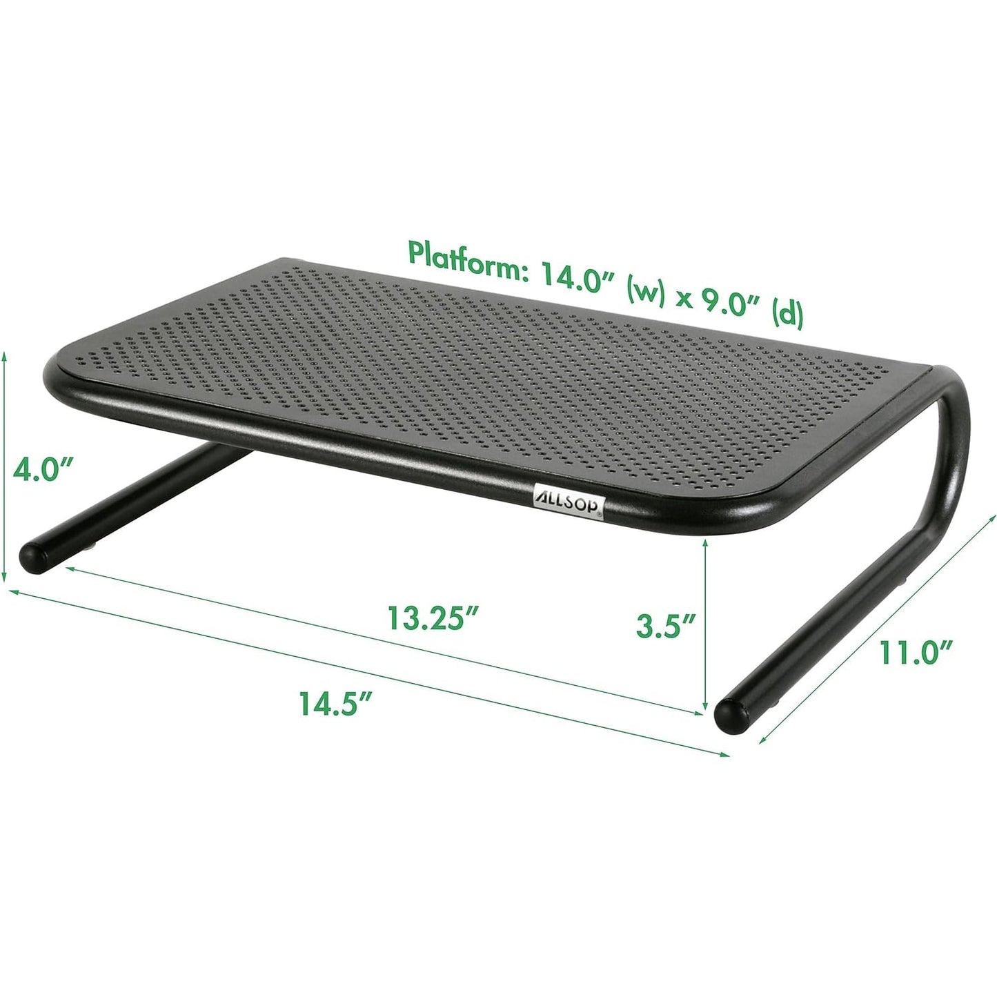 Allsop Metal Art Jr. Monitor Stand, 14-Inch wide platform holds 40 lbs with keyboard storage space - Pearl Black, 2 Pack