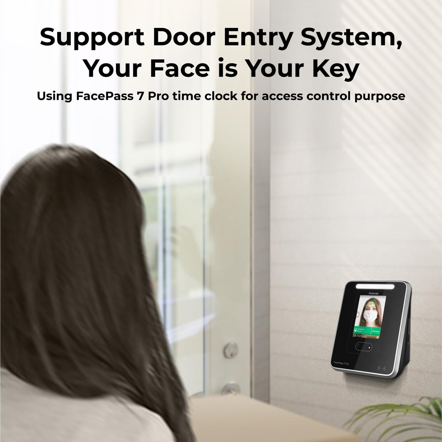 ANVIZ Time Clocks for Employees Small Business - FacePass 7 Pro Biometric Clock in and Out Machine - Face + RFID + Pin Punching in one, Support Door Access, Forever Free Cloud Software