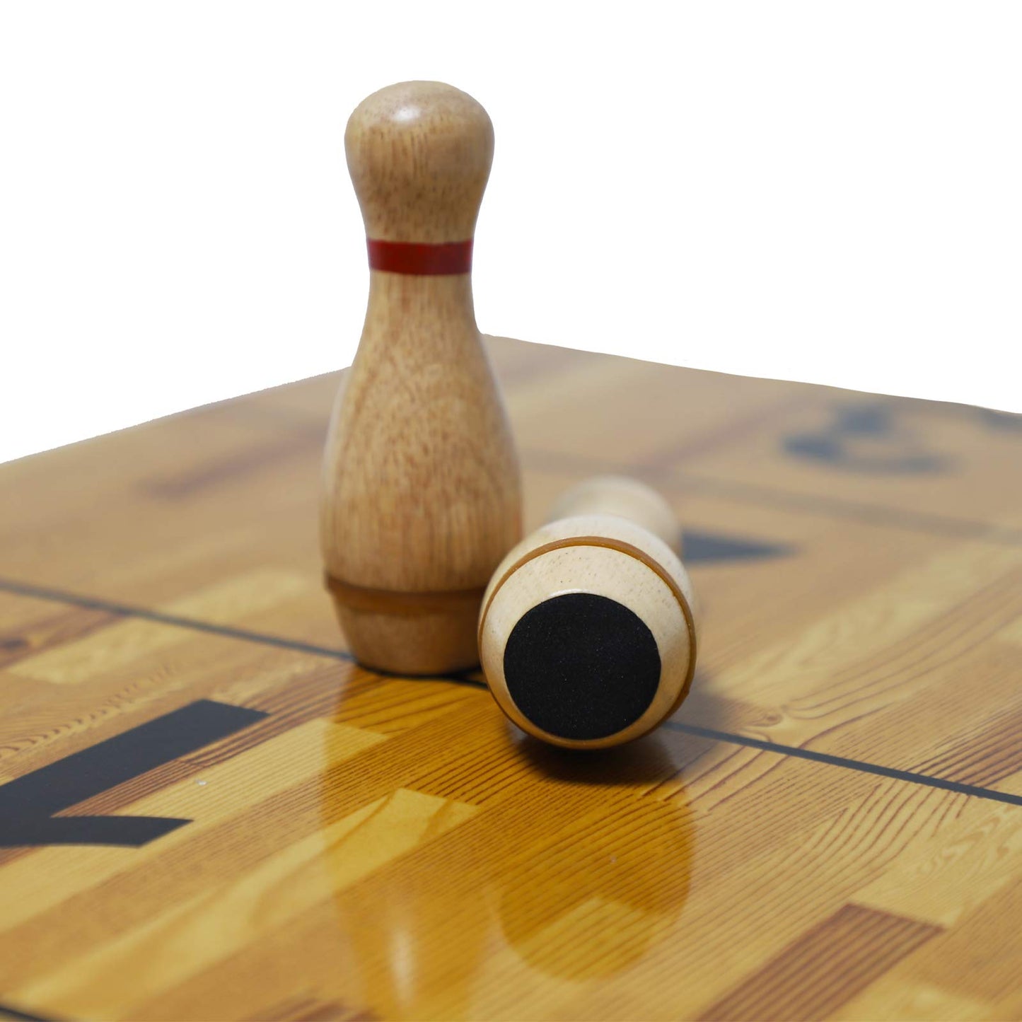 YDDS Shuffleboard Bowling Pin Set with 10 Pcs Premium Hardwood Bowling Pins Durabel Triangular Pinsetter Resin Bowling Ball and Carrying Bag, Fun for Shuffleboard Games