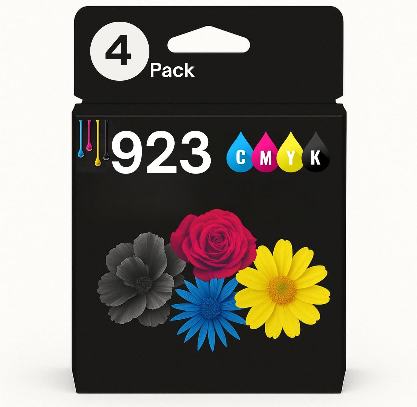 Amazink 4 Pack Ink Cartridge Compatible with HP 923XL 923. Includes Black, Cyan, Magenta and Yellow Cartridges. 923e Works with Printers OfficeJet 8120, 8130, OfficeJet Pro 8135e, 8138e, 8122e.