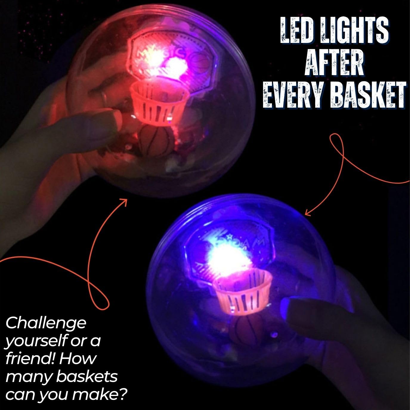 12 Pack Mini Basketball Electronic Handheld Shoot & Score Hoop Game with LED Lights & Sounds, Bulk Toys Birthday Party Favors Prizes for Kids, Adults