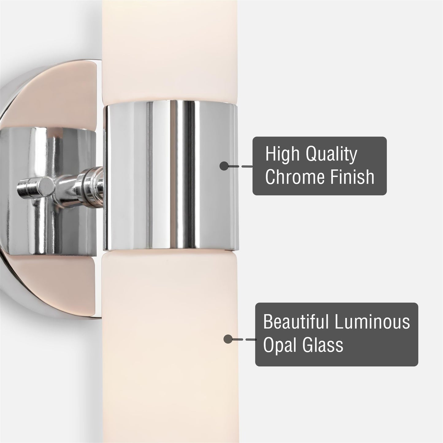 Kira Home Duo 14" Modern Wall Sconce with Frosted Glass Shades, for Bathroom/Vanity, Chrome Finish