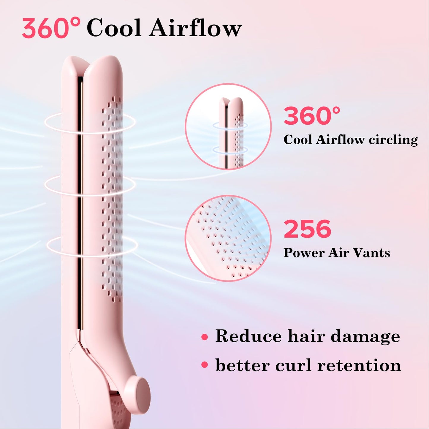 Hahahope Hair Straightener and Curler 2-in-1, 360°Airflow Styler Curling Iron, 20 Million Negative Ion Hair Care, LED Digital Display Multiple Temp, Auto Off, Dual Voltage