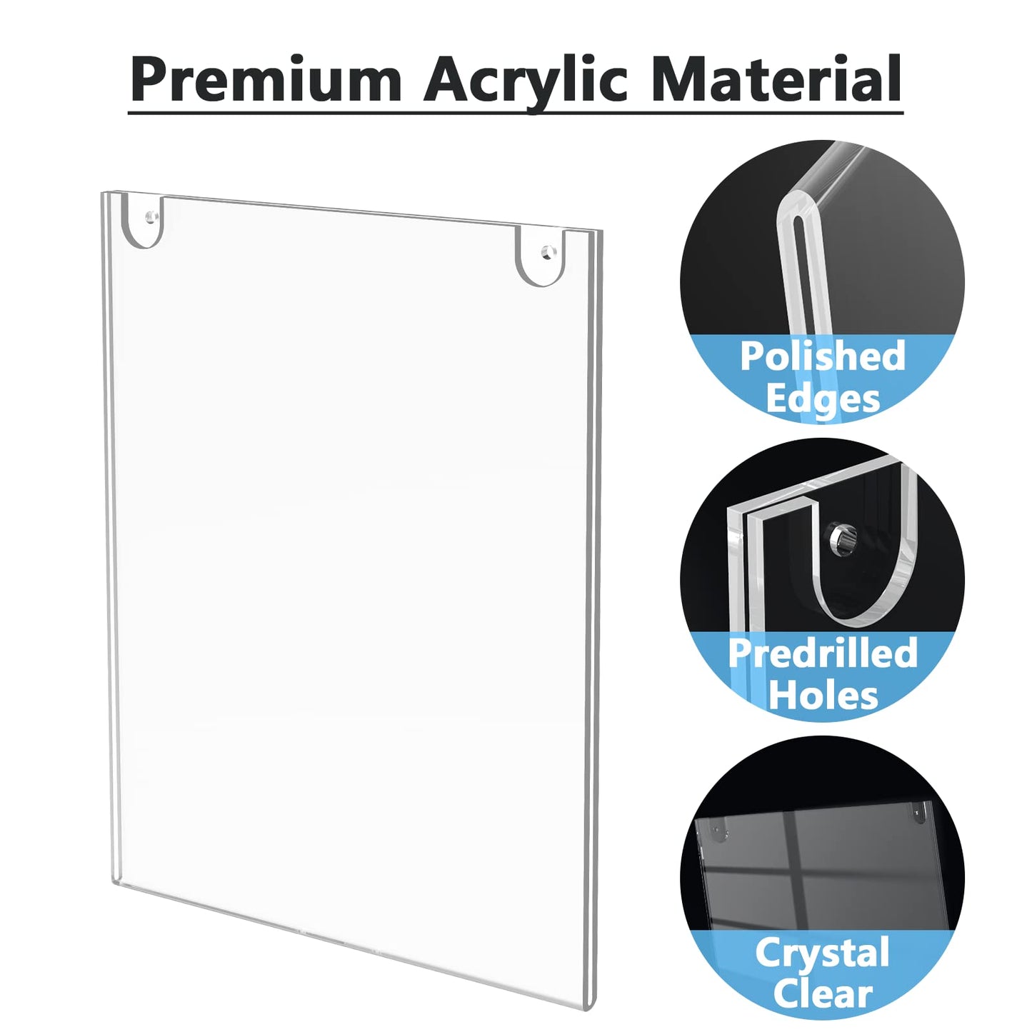 MaxGear Wall Mount Sign Holder 8.5 x 11 Inch, Clear Plastic Picture Frames Door Sign Holder Portrait Style with Adhesive Tapes and Screws for Office, Home, Store, Restaurant, Vertical, 12 Pack