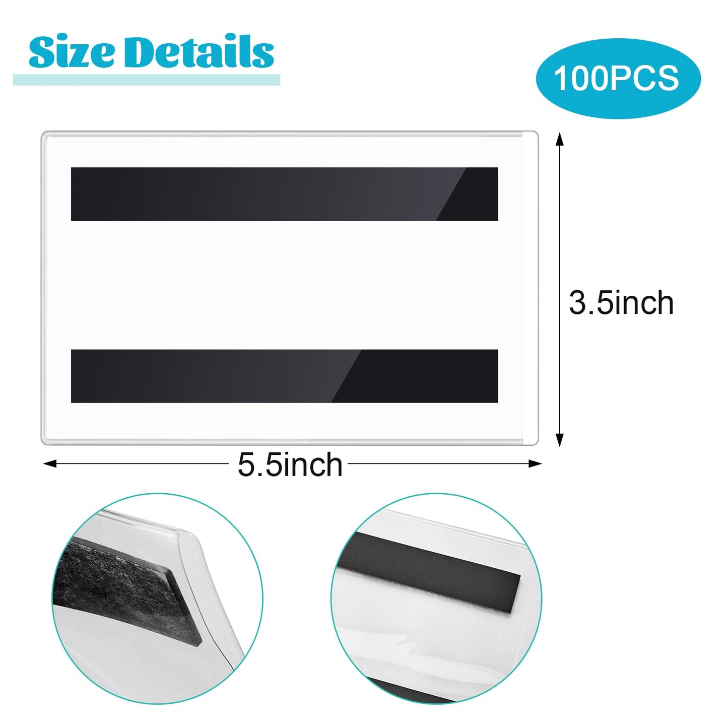 Ctosree 100 Pcs Magnetic Sign Holder Pallet Rack 5.5 x 3.5 Inches Magnetic Label Holder Clear Double Sided Window Display Frame Easy Front Opening for Window Door Office Schedule Store Home