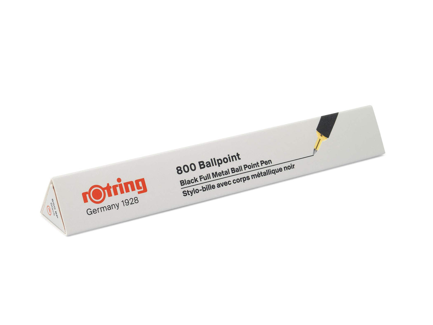 Rotring 800 Retractable Ballpoint Pen, Metal Barrel, Medium Point, Black Ink, Refillable, 1 Count