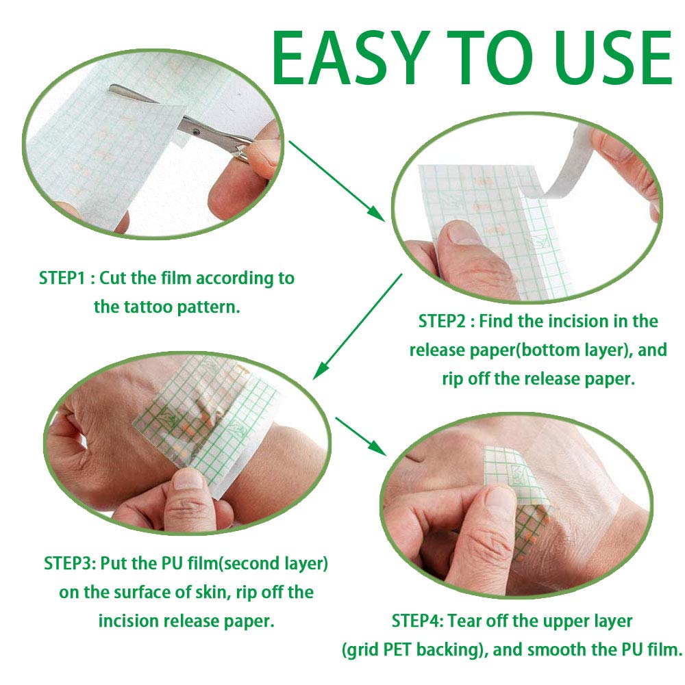 Tattoo Aftercare Bandage Roll 10"x 10 Yard - Waterproof Transparent Film For Tattoo Initial Healing And Skin Repair Adhesive Tattoo Supply Wrap