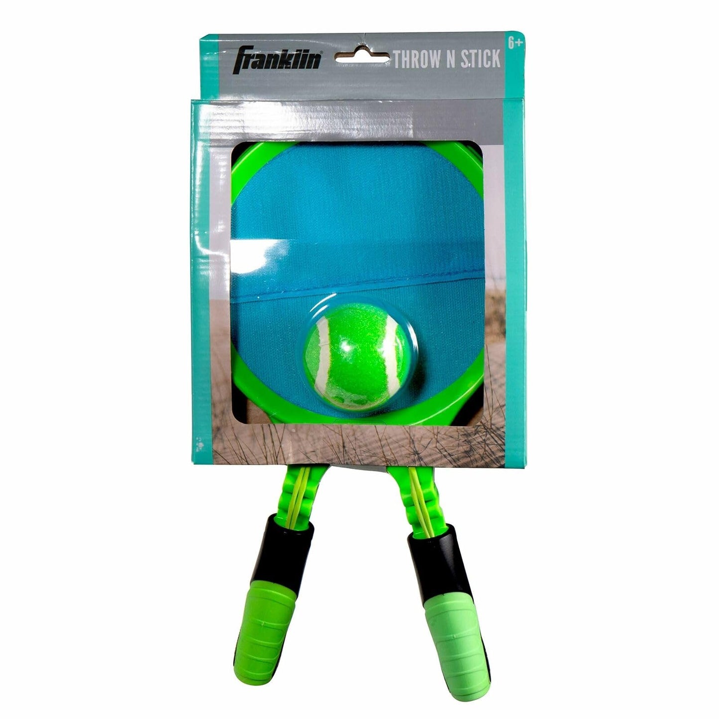 Franklin Sports Throw 'N Stick Toss + Catch Set for Kids - Self Stick Tennis Ball Catch Game - Includes (2) Mitts with Handles + (1) Ball - Fun Kids Beach + Backyard Game Set