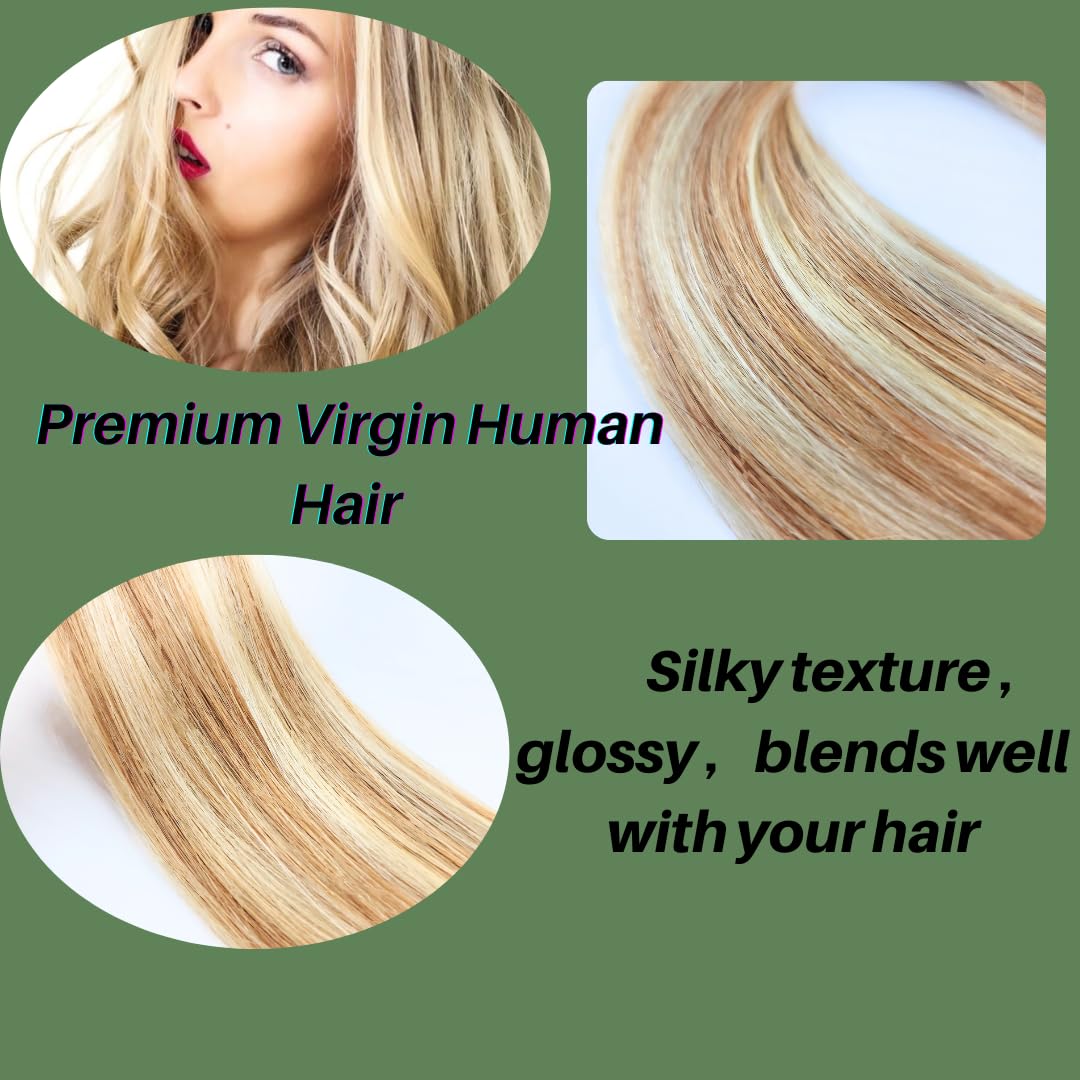 Blonde Tape in Hair Extensions Human Hair 24 Inch Long Invisible Remy Tape in Hair Extensions for Women