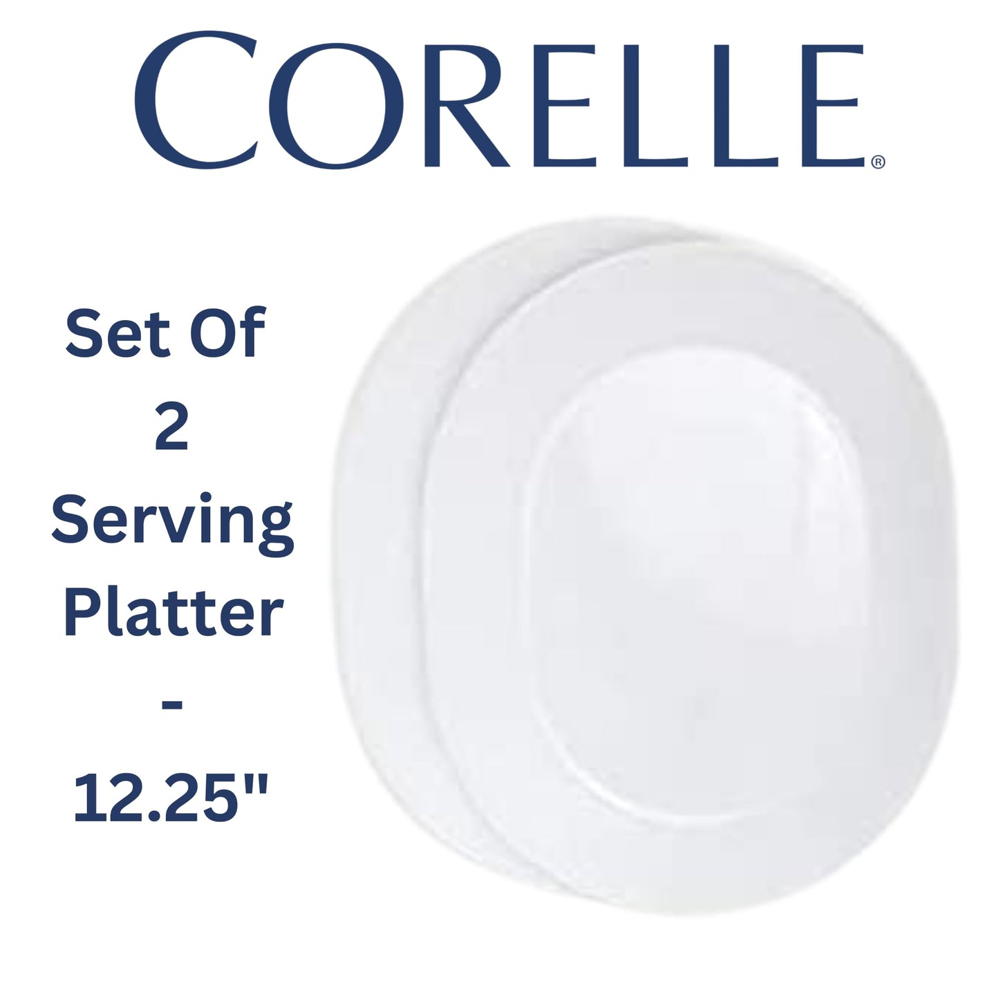 Corelle 12-1/4-Inch Serving Platter, Winter Frost White - 2-Pack with 2-Quart Serving Bowl, Winter Frost White 2PK - Set of 4