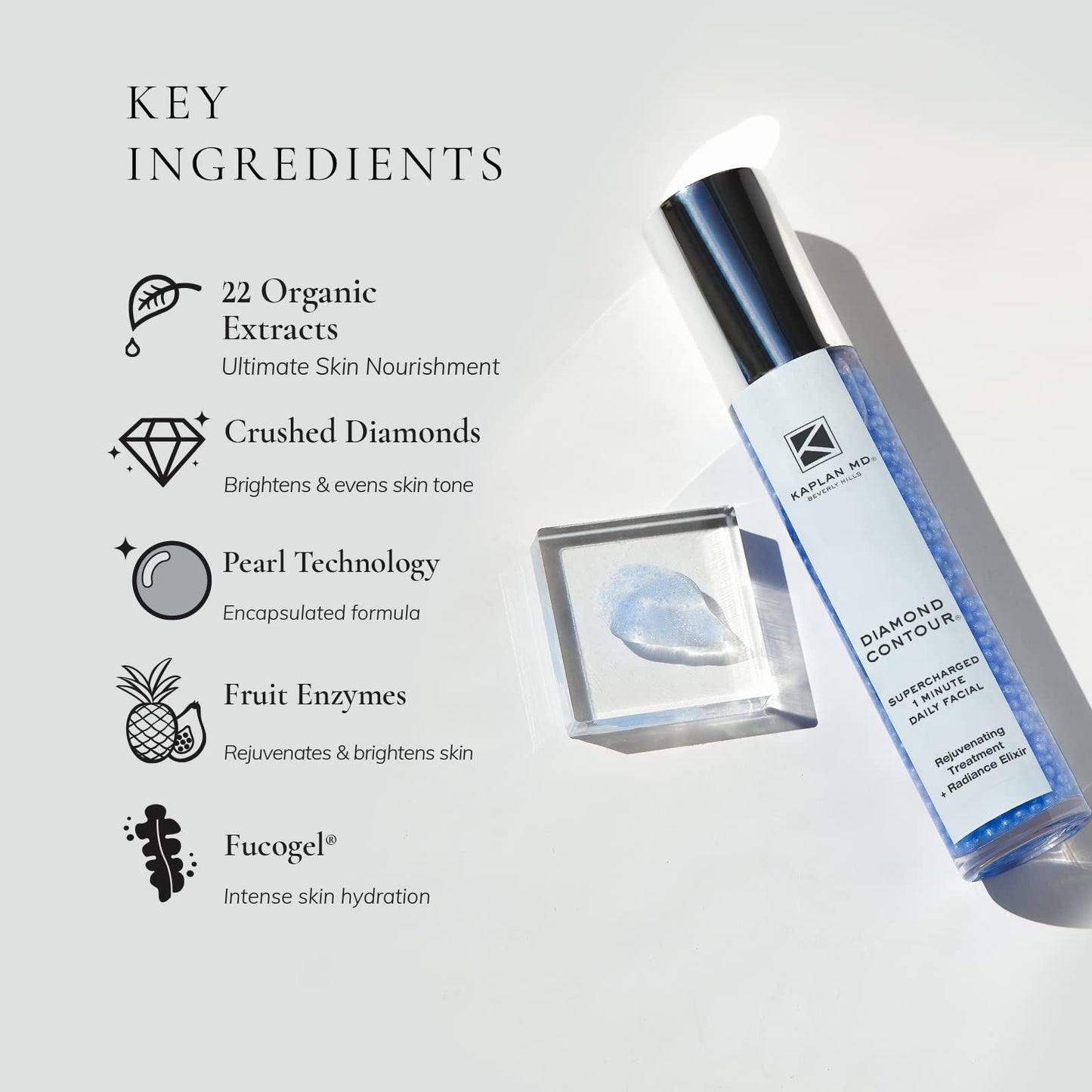 KAPLAN MD Diamond Contour Supercharged 1-Minute Daily Facial, Rejuvenating Treatment + Radiance Elixir, 3 oz.
