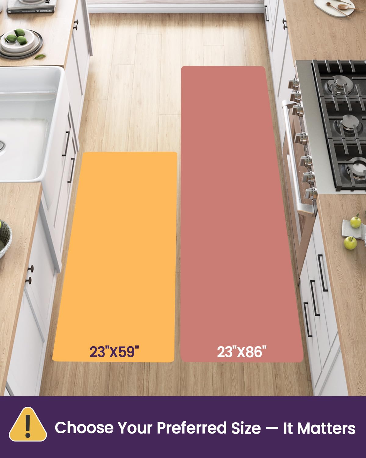 DEXI Kitchen Floor Mats Cushioned Anti Fatigue, 23x86 Long Wide Standing Comfort Runner Rug, Waterproof Retro Floral Memory Foam Padded for Front Sink Laundry, Brown/White
