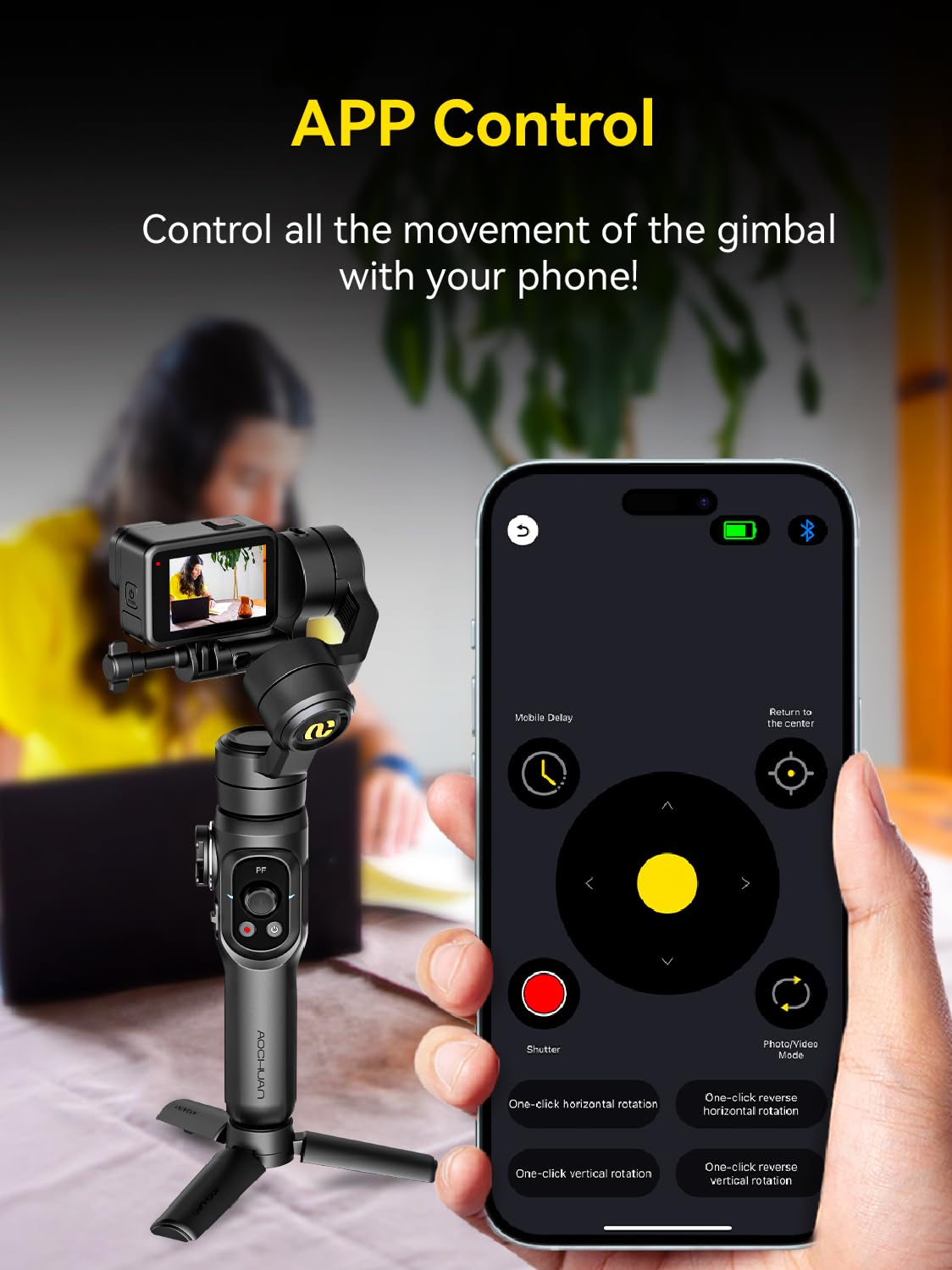 AOCHUAN Gimbal Stabilizer for Go Pro, Handheld Gimbal with 360° Rotation for Video Recording, 3-Axis Gimbal Stabilizer Compatible with Gopro Hero 12/11, Osmo Action, Insta360 ONE R,Sony RX0-Smart G1
