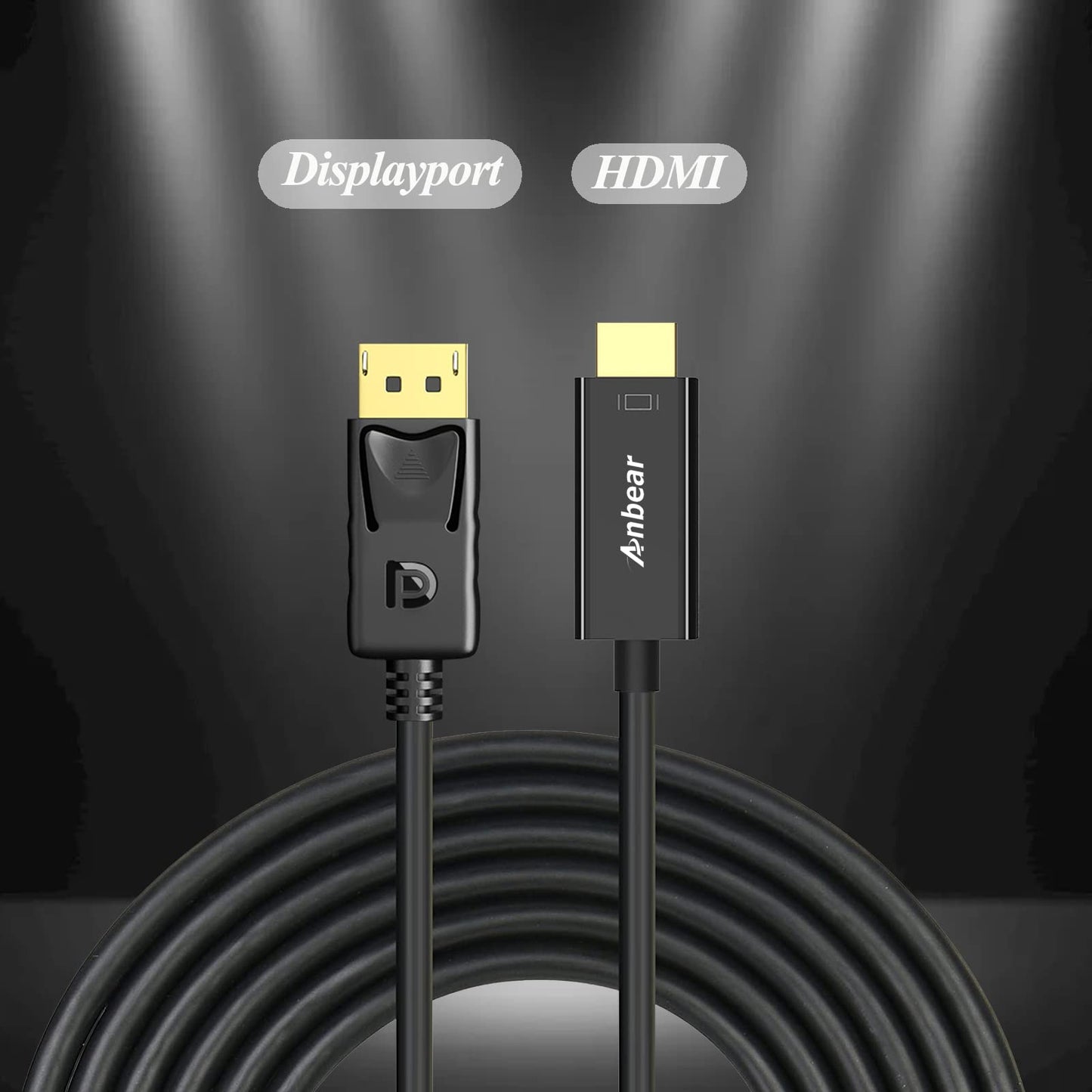 Anbear Display Port to HDMI Cable, Gold Plated Displayport to HDMI Cable 6 Feet(Male to Male) for DisplayPort Enabled Desktops and Laptops to Connect to HDMI Displays(10 Pack)
