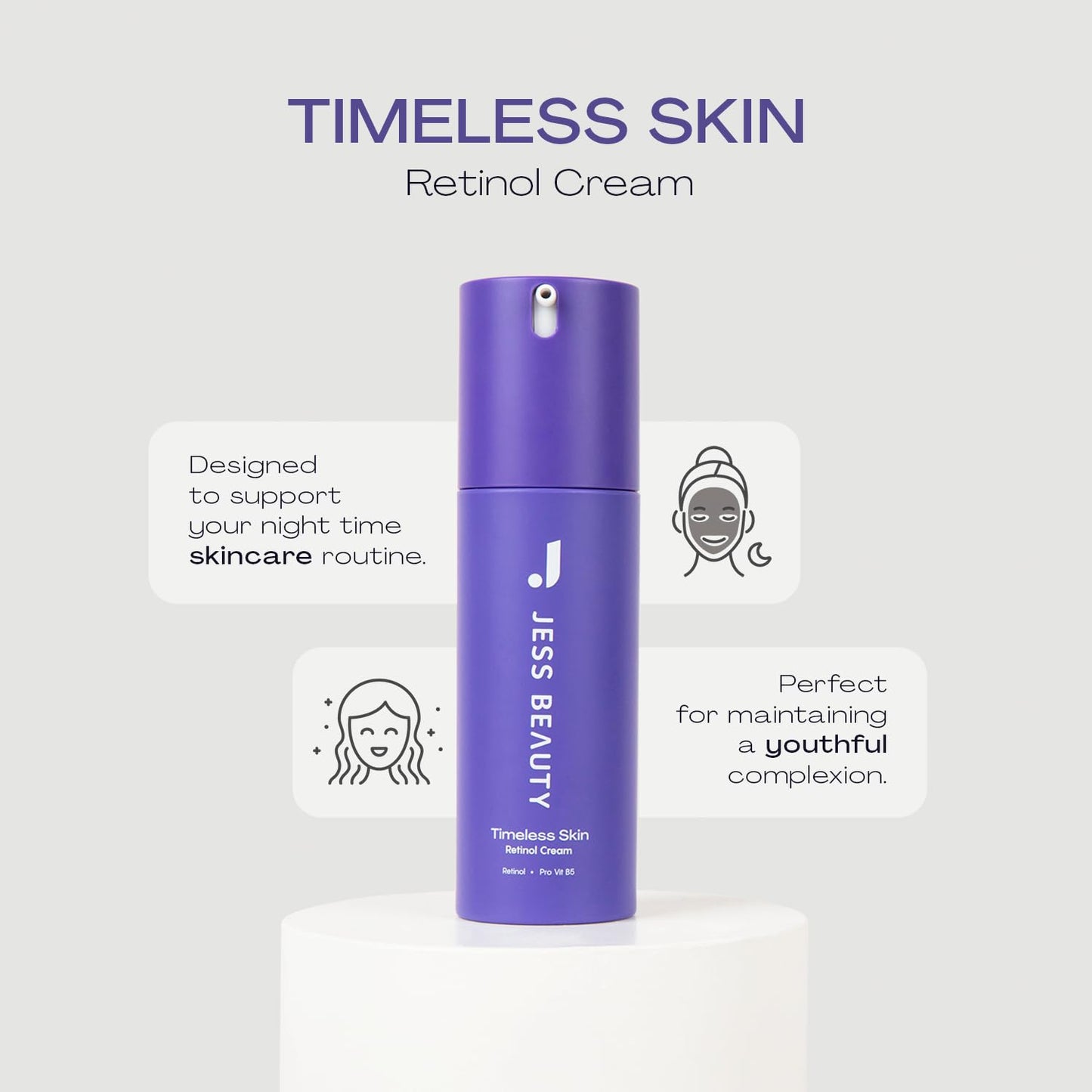 JESS BEAUTY | Skin Care Retinol Cream Centella Asiatica & Hyaluronic Acid Retinol Night Face Moisturizer Face Cream 1 fl. oz