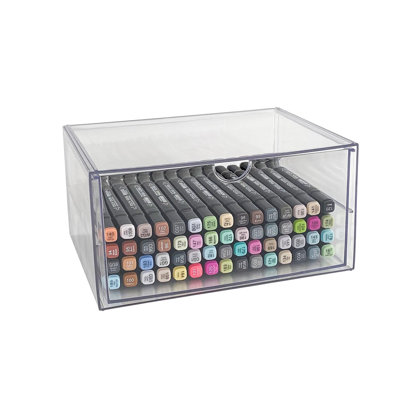 NINEWEEN Clear Desk Organizers and Accessories, 2 Pack Plastic Drawer Organizer for Office Supplies, Marker Pen, Art Crafts, Stationery, Coffee Pods, Stackable Home Storage (2 Drawers)