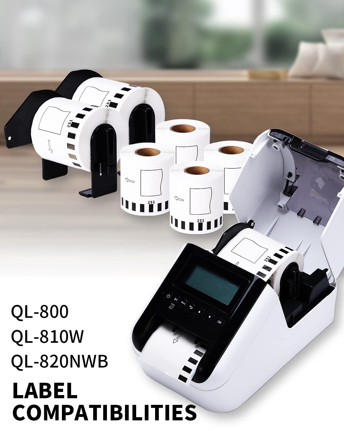 Replacement for Brother QL-820NWB Label Rolls QL-800 QL-810W Label Black/Red on White DK-2251 DK2251 Paper Tape (2.4 in x 50 ft) Continuous for Brother QL Label Printers (Black/Red on White)