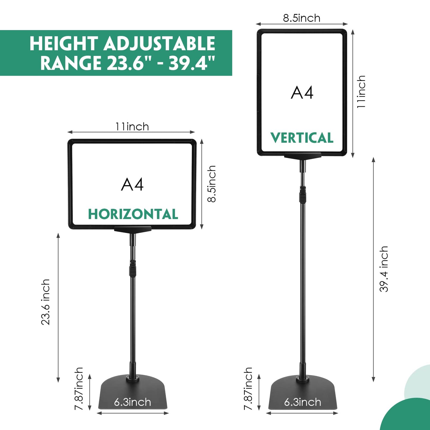 Wesiti 12 Pack Adjustable Poster Stand Holder Floor Standing Display Sign Holder for Advertising Business Menu Stand Vertical and Horizontal View Sign Displayed Black (8.5 x 11 Inch)