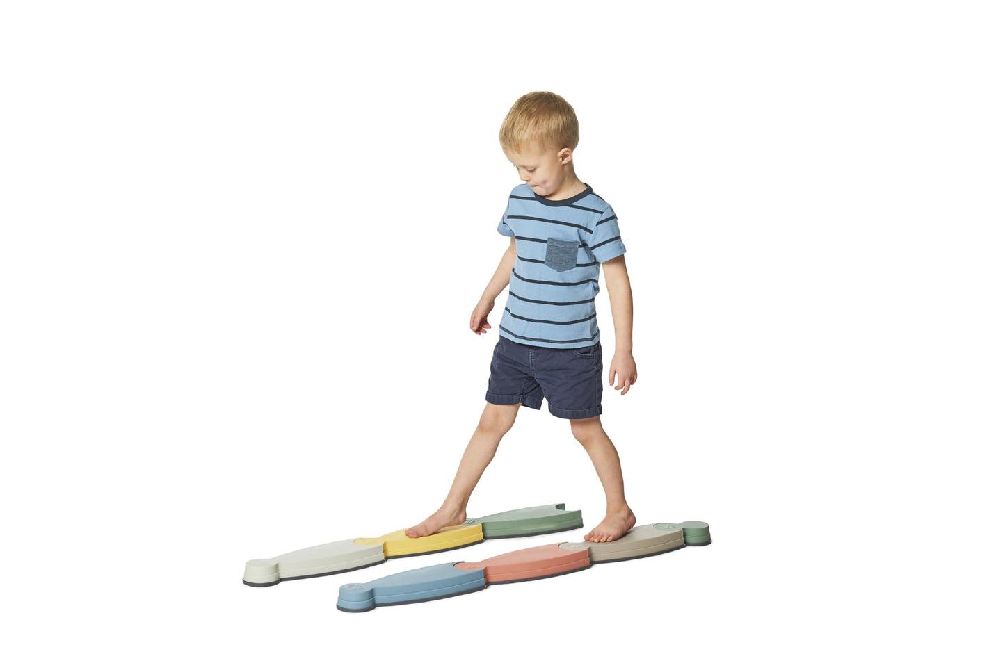 GONGE River Balance Course Set - 7 Elements for Gross Motor Skills Development, Multiple Path Creations - Safe and Sturdy - Ages 2+, Nordic