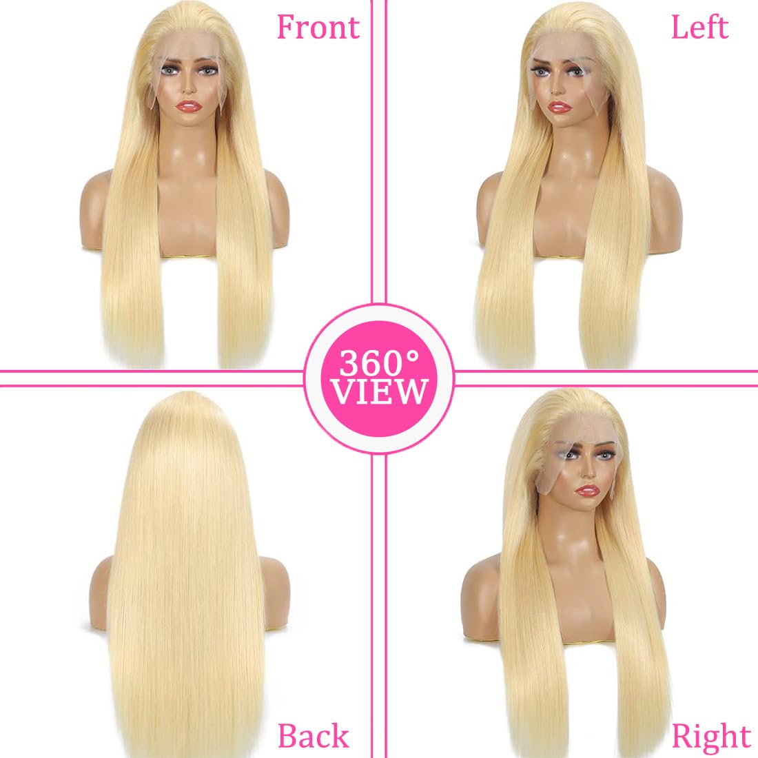 26 Inch 613 Lace Front Wig Human Hair Blonde 13X6 HD Transparent Lace Front Wigs Human Hair 180% Density Blonde Glueless Wigs Human Hair 613 HD Straight Lace Frontal Wigs Human Hair Pre Plucked