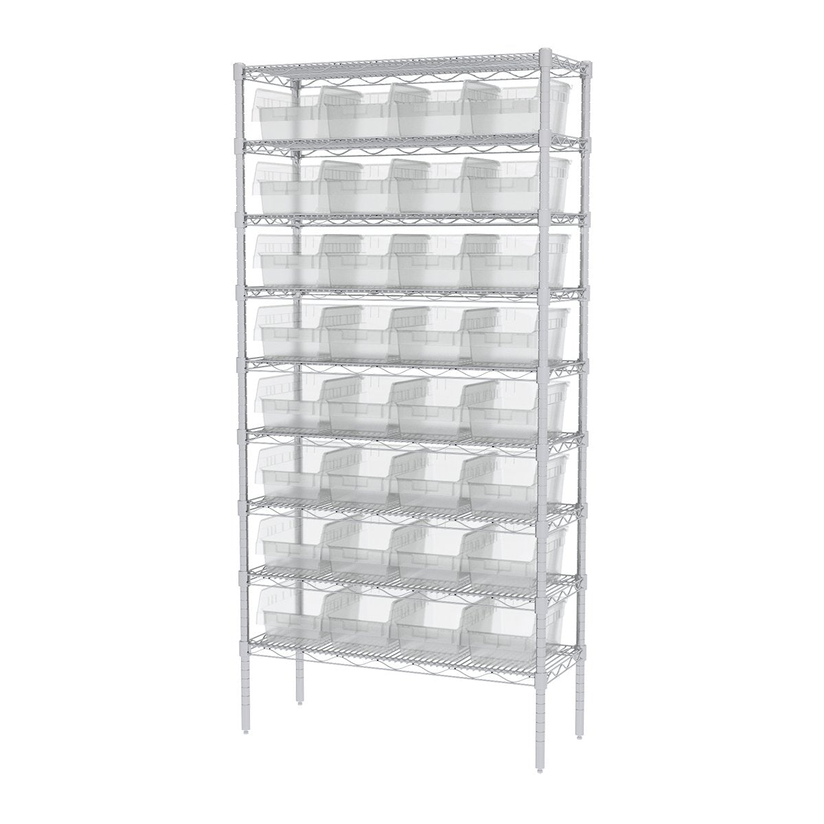 Akro-Mils 30080 Plastic Nesting ShelfMax Storage Bin Box, (12-Inch x 8-Inch x 6-Inch), Clear, (8-Pack)