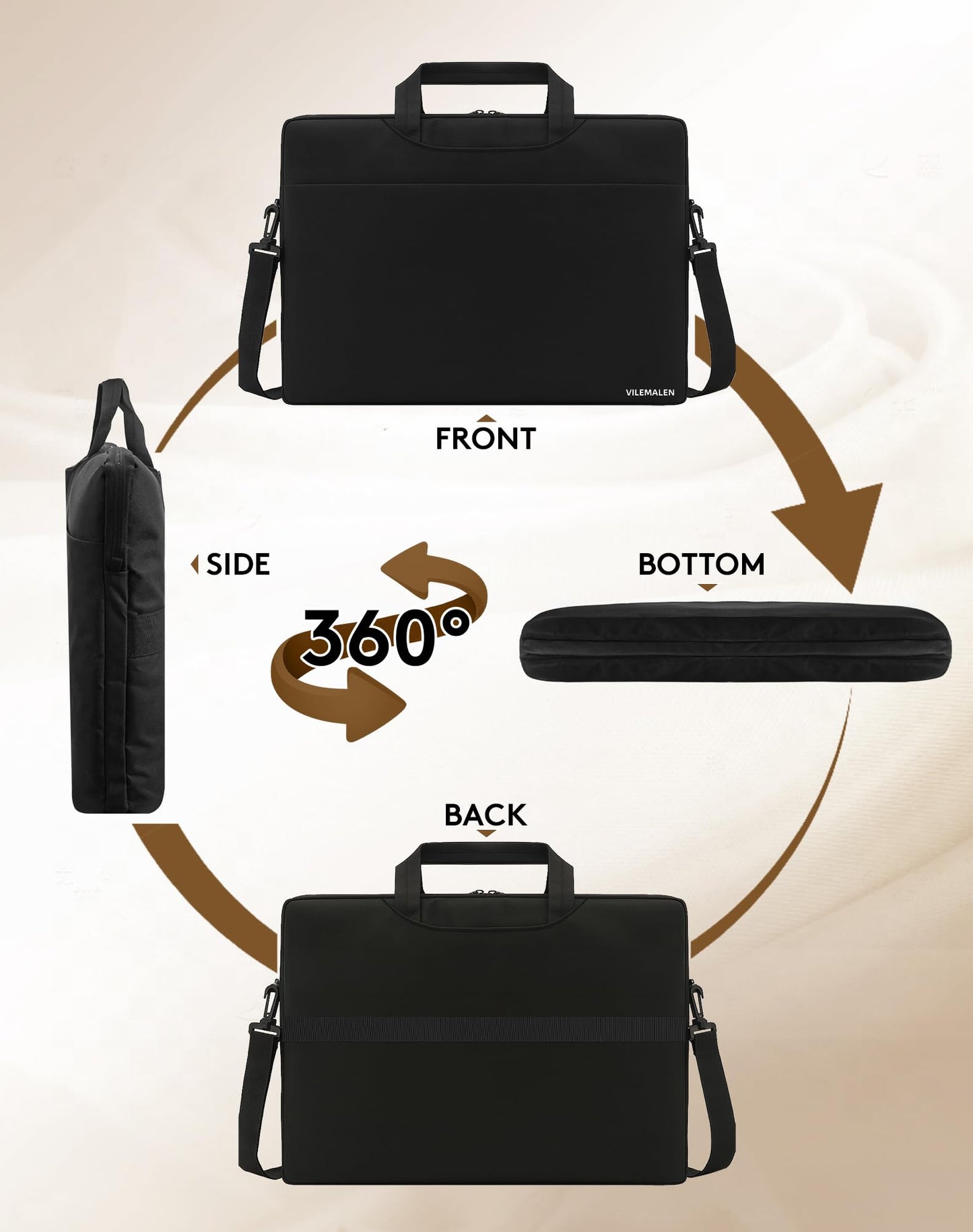 23.8-24 Inch Portable Monitor Sleeve, Water-Resistant Dustproof Case & Soft Lining with Multi-Carry Design (Handle/Shoulder Strap/Luggage Strap), Multi-Pocket Protective Bag for Monitor/Laptop/Tablet