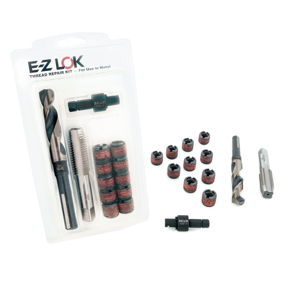 E-Z LOK EZ-329-7 Threaded Inserts for Metal, 7/16-14 Installation Kit, Steel, Black Oxide