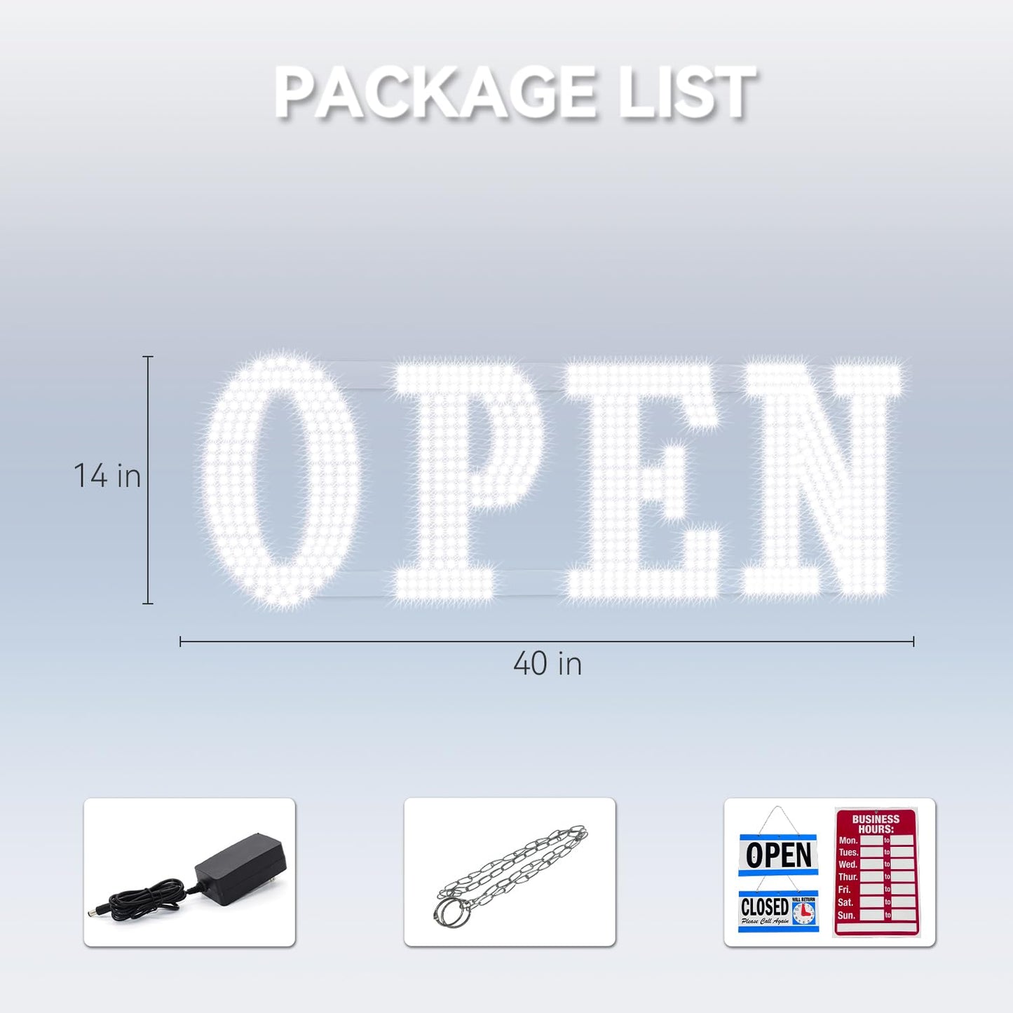 40" x 14" Large LED Open Sign with Remote Control High Bright Visibility Business Sign 14 Mode Electric Display Sign Suitable for Shop, Bar, Hotel, Retail and Restaurant