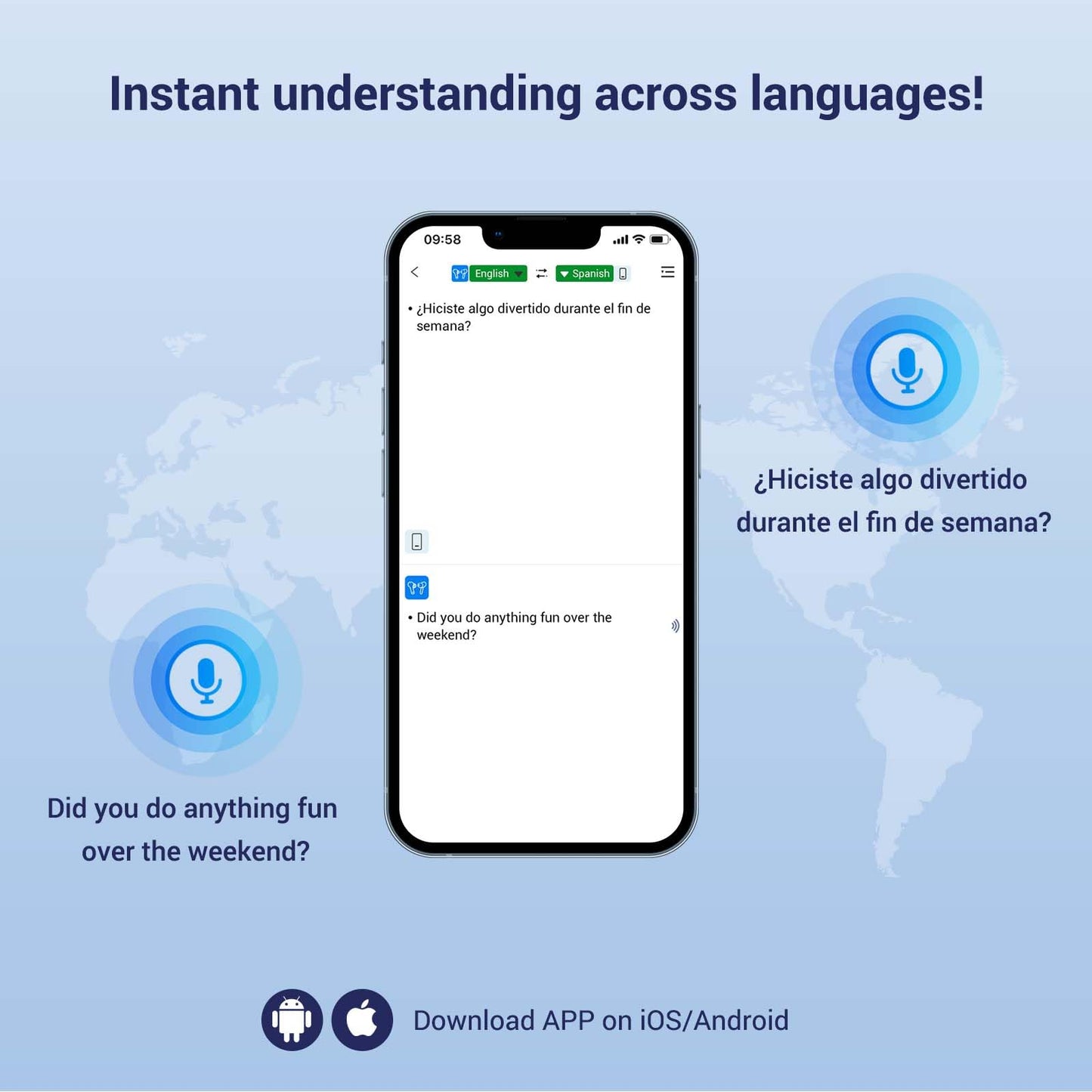 ANFIER M3 Offline Translation Earbuds 74 Languages and Accents Lifetime-Free AI Translation Earbuds Real TimeTranslator Device in Real Time fit iOS & Android with Earbuds Cleaning Brush