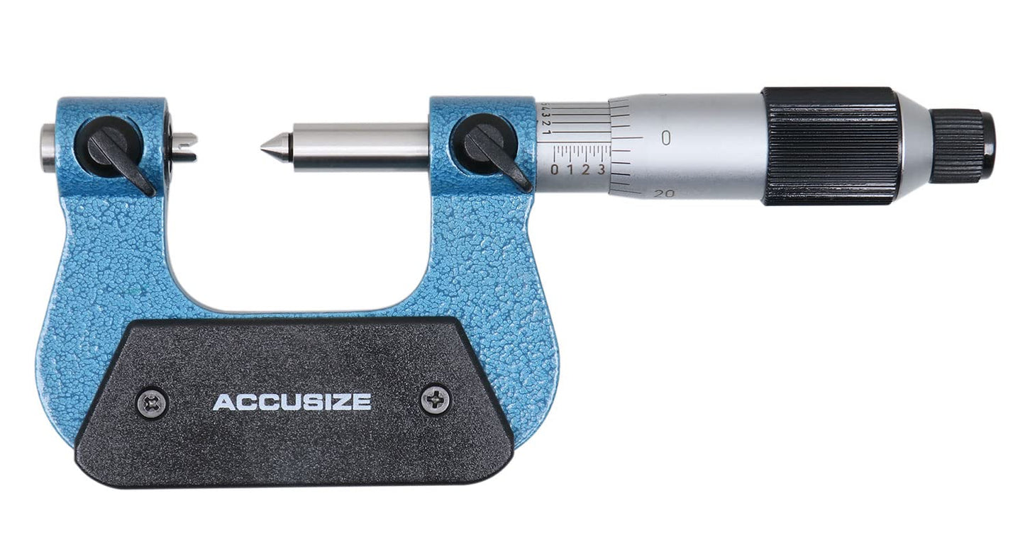 Accusize Industrial Tools 0-1'' by 0.001'' Screw Thread Micrometer with 5 Anvil in Fitted Box, S916-C750