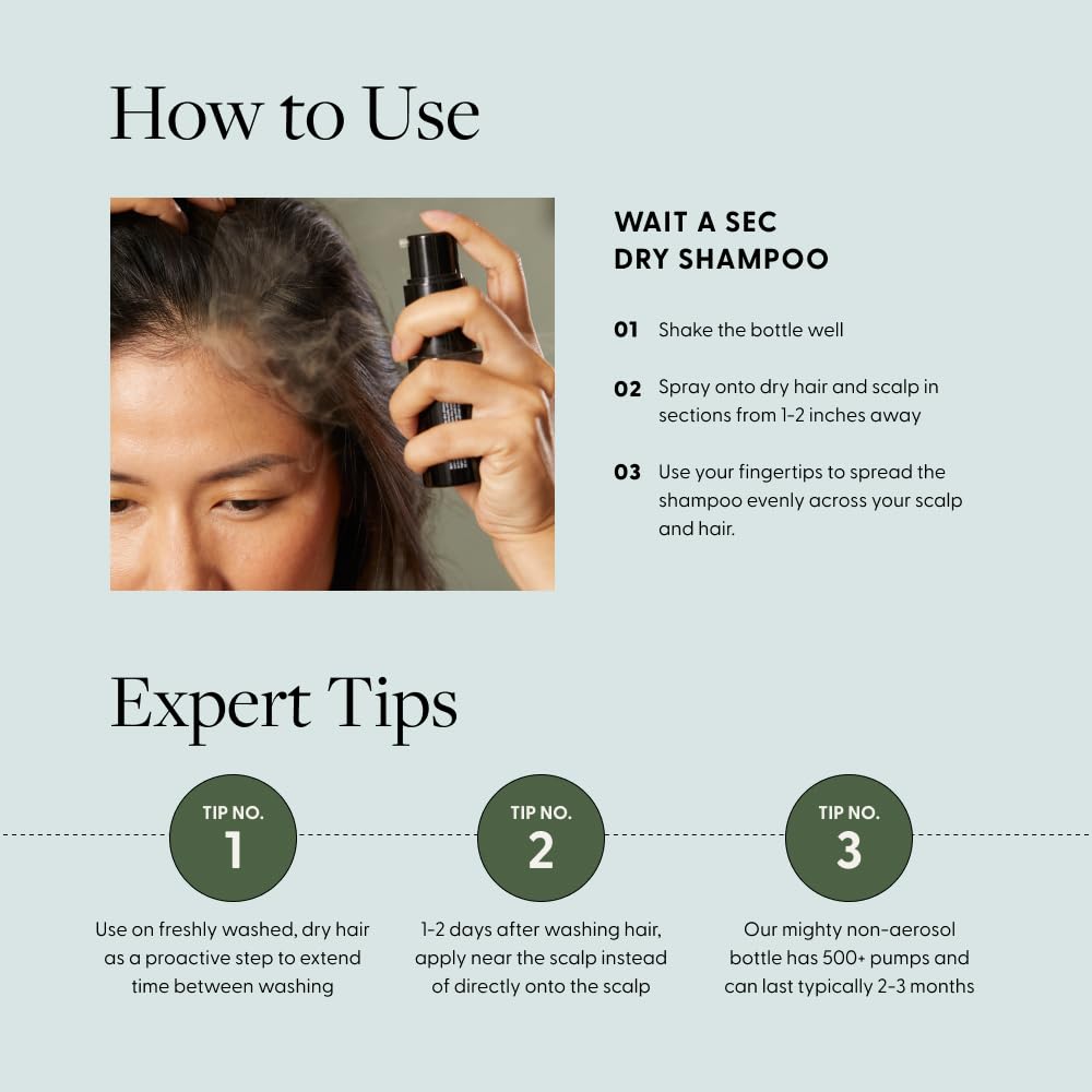 Arey Wait A Sec™ Dry Shampoo | Absorbs Oil & Adds Volume + Reduce the Signs of Aging Hair with Science-Backed Formula to Preserve Pigment | Non Aerosol Tinted Powder | Vegan, Cruelty-Free (0.53 oz)