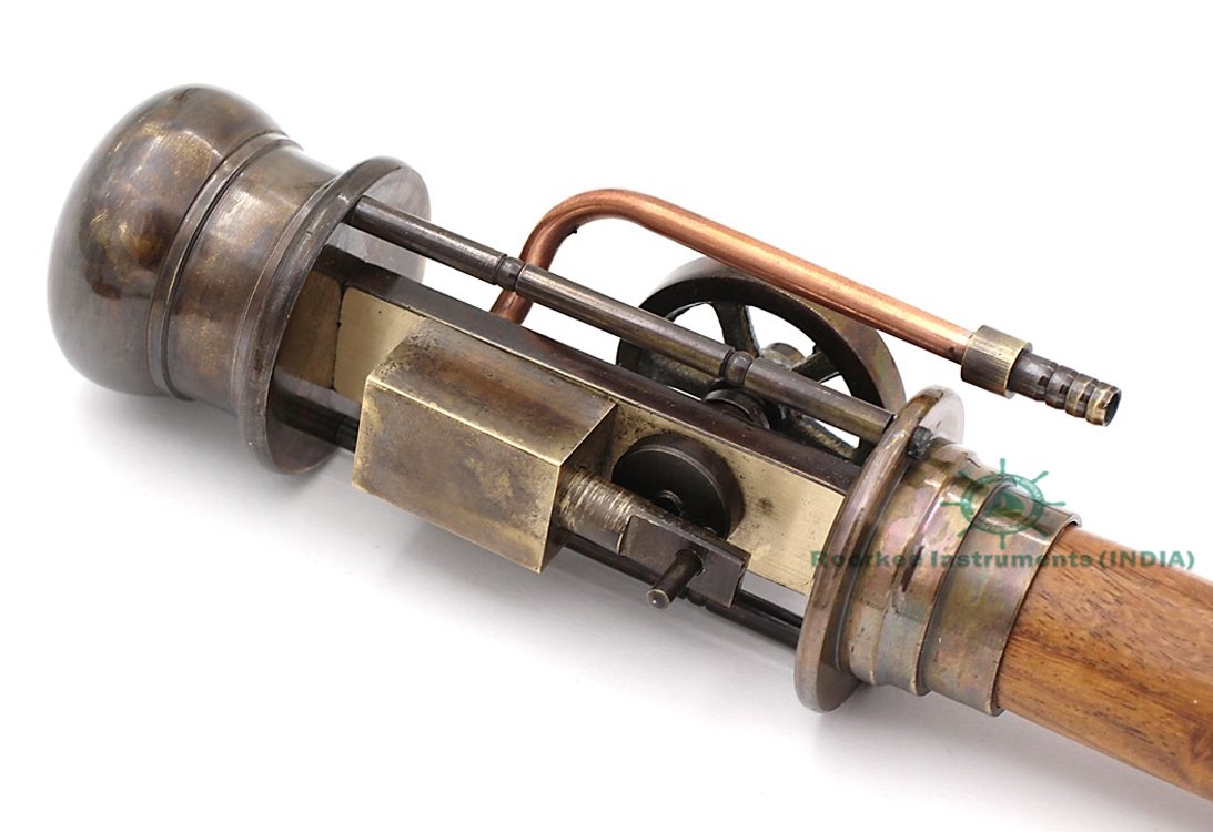 ROORKEE Instruments (India) Walking Cane Stick with Working Steam Engine Model, Steampunk Accessory, Walking Stick Collectors, Nautical Antique Finish Prop Stick