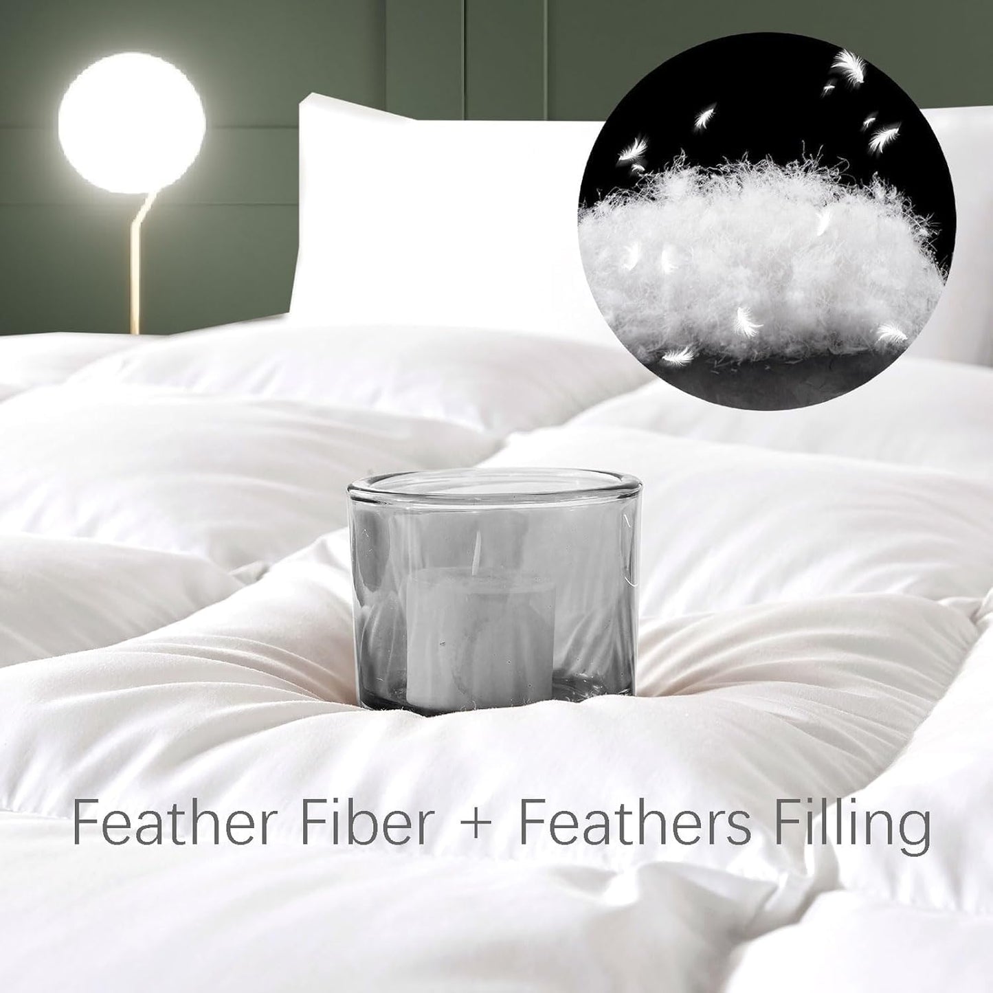 Down Comforter King Size – All Season Medium Weight Fluffy White Duvet Insert, Warm Feather Bedding, Soft 100% Cotton Cover, 90x106 Inch