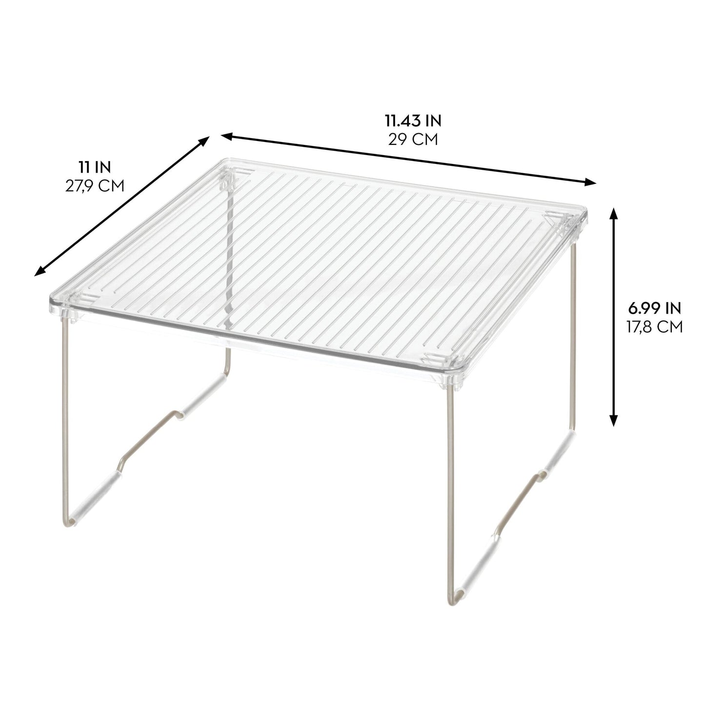 InterDesign iDesign Stackable Organizer-Cabinet Riser for Bathroom Storage-Set of 4-Clear/Satin Stacking Shelf-Small M4