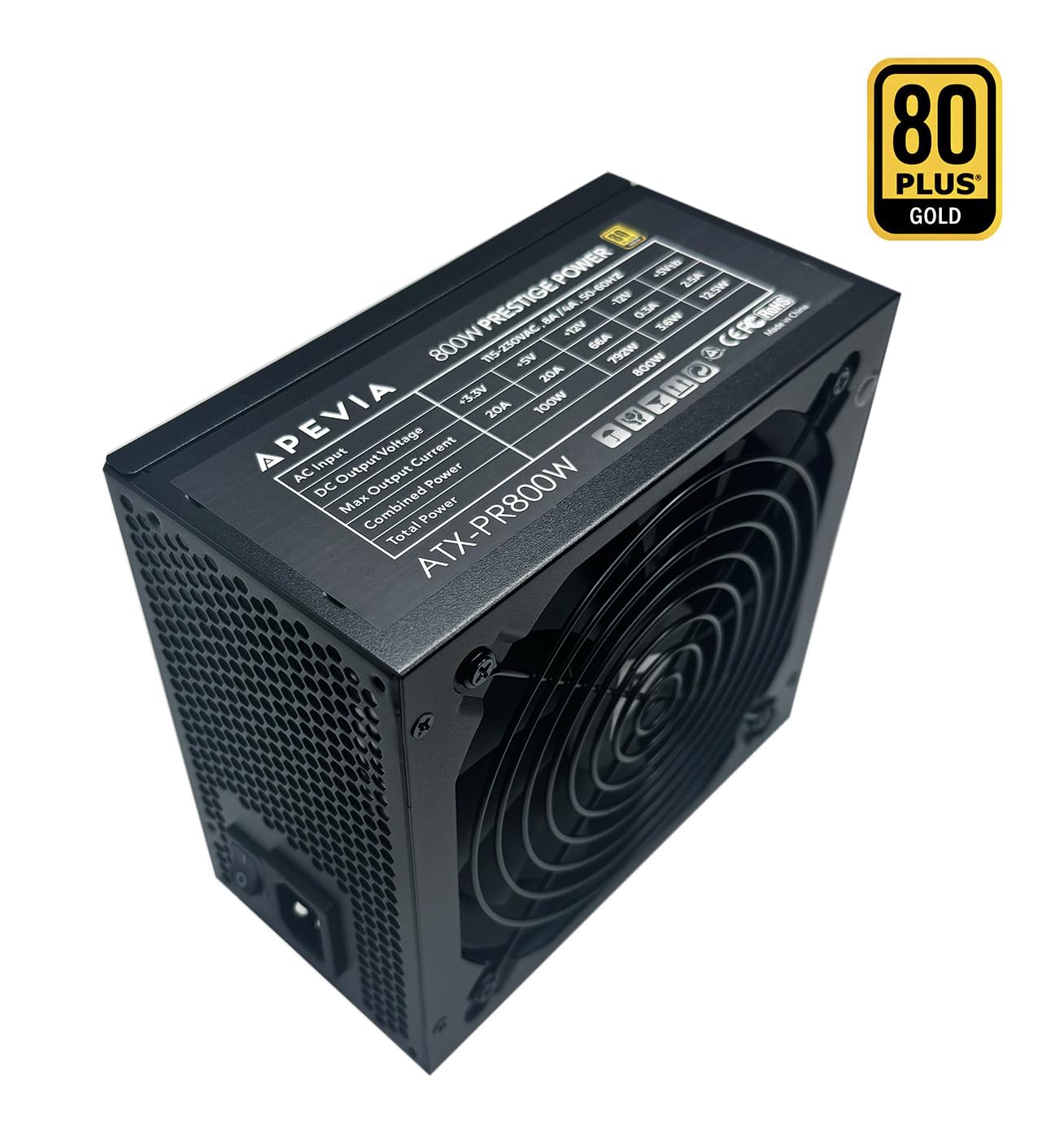 Apevia ATX-PR800W Prestige 800W 80+ Gold Certified, RoHS Compliance, Active PFC ATX Gaming Power Supply
