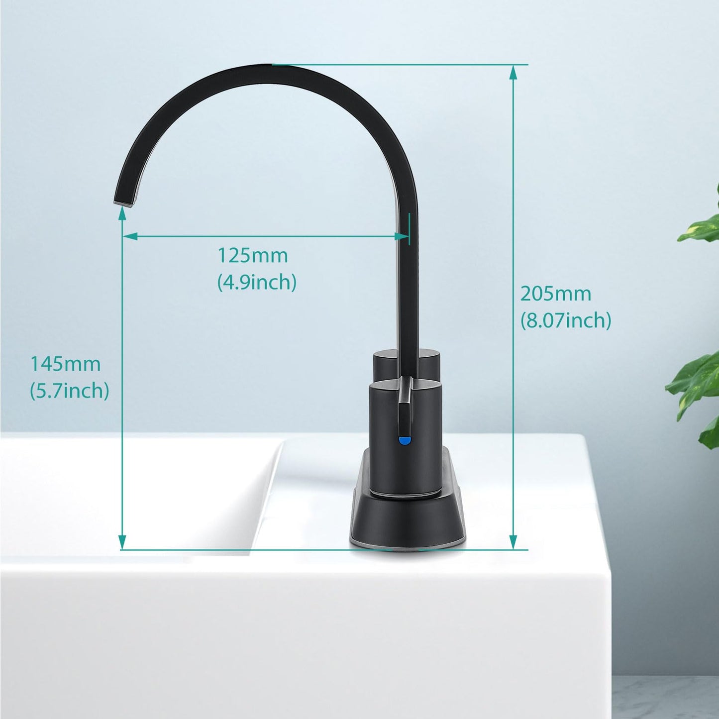 Aolemi Bathroom Faucets for Sink 3 Hole,4 Inch Centerset Waterfall Faucet 2 Handle for Bathroom Sink with Pop-Up Drain and Supply Lines Matte Black