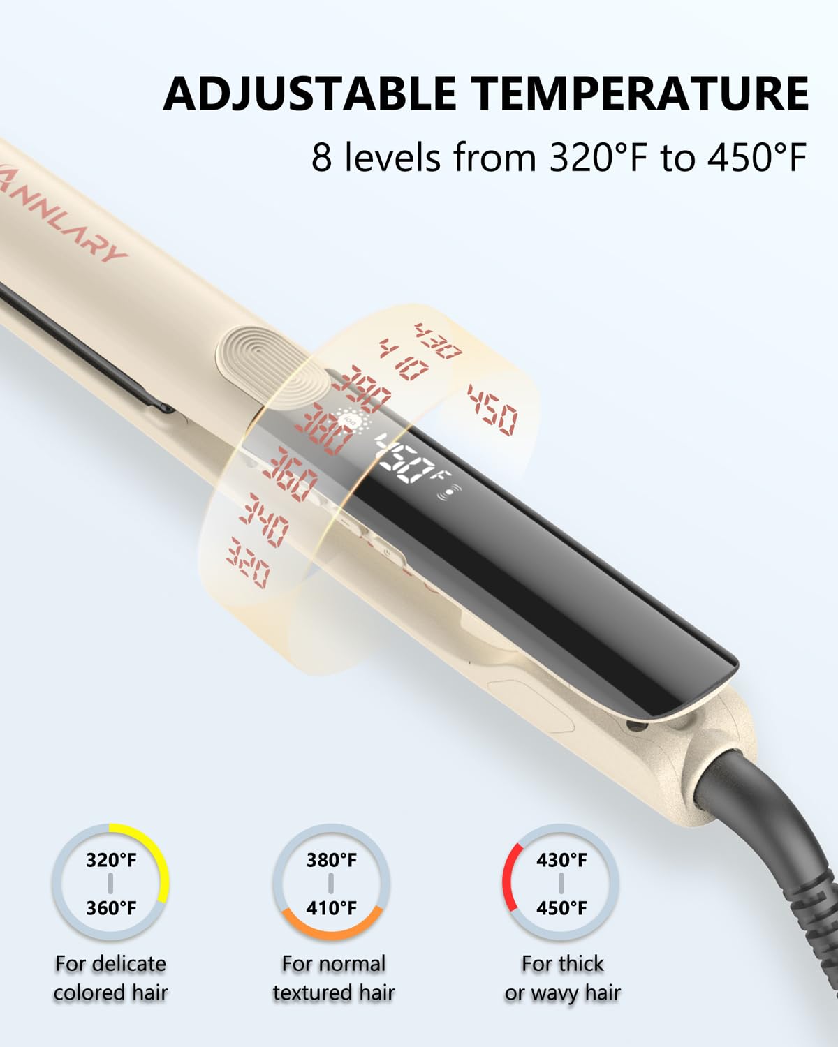 ANNLARY Hair Straightener, 1 Inch Flat Iron Straightener and Curler 2 in 1, Titanium Ceramic Ionic Dual Voltage Straightener with Anti-Iron Silicone for Less Frizz, Shinier & Smoother Hair