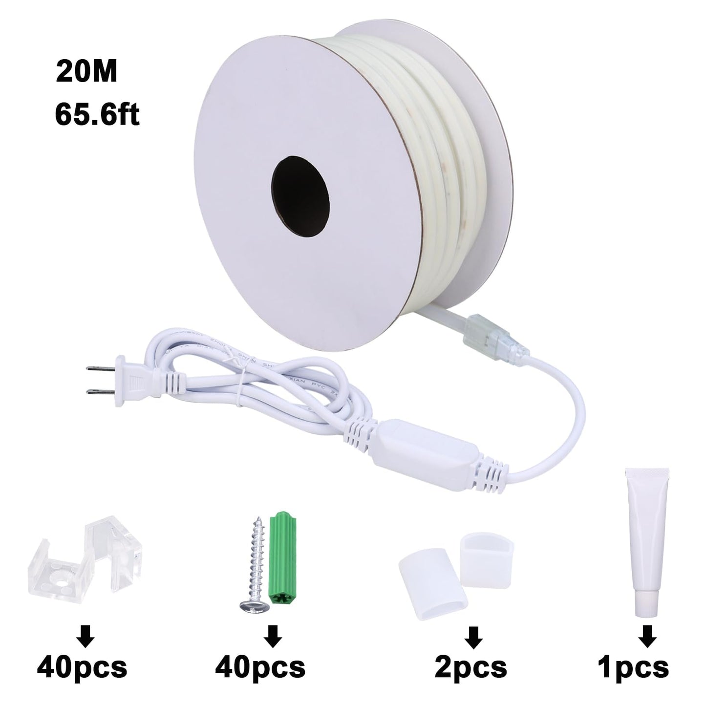 BENLUN AC 110V COB LED Strip Lights Outdoor Waterproof 65.6ft, 2700K Warm White Super Bright 200W CRI 90+ LED Rope Light, IP65 Flexible Cuttable, for Bedroom Garden Commercial House