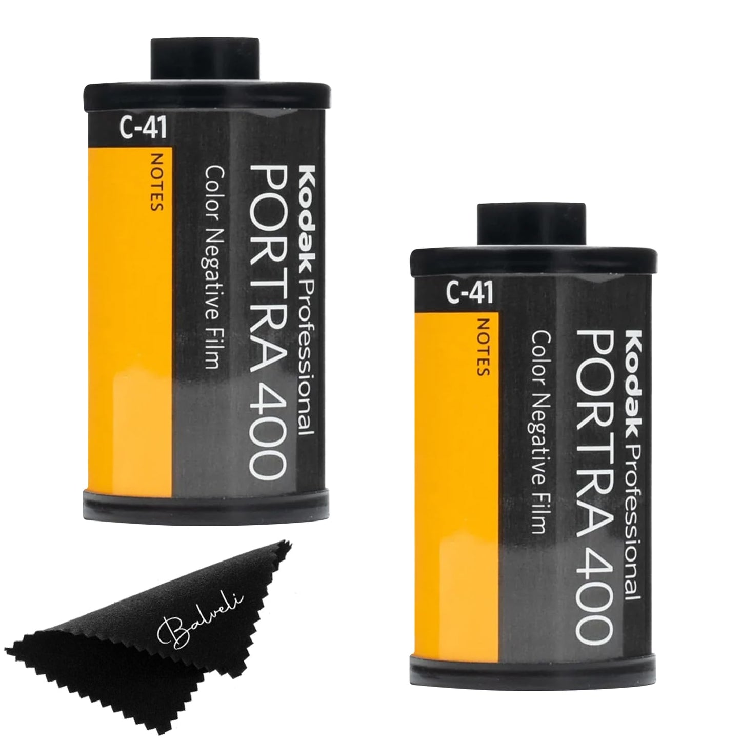 Kodak Portra 400 Film - 2 Pack of 36exp Rolls for 35mm Cameras with balveli Premium Microfiber Cloth